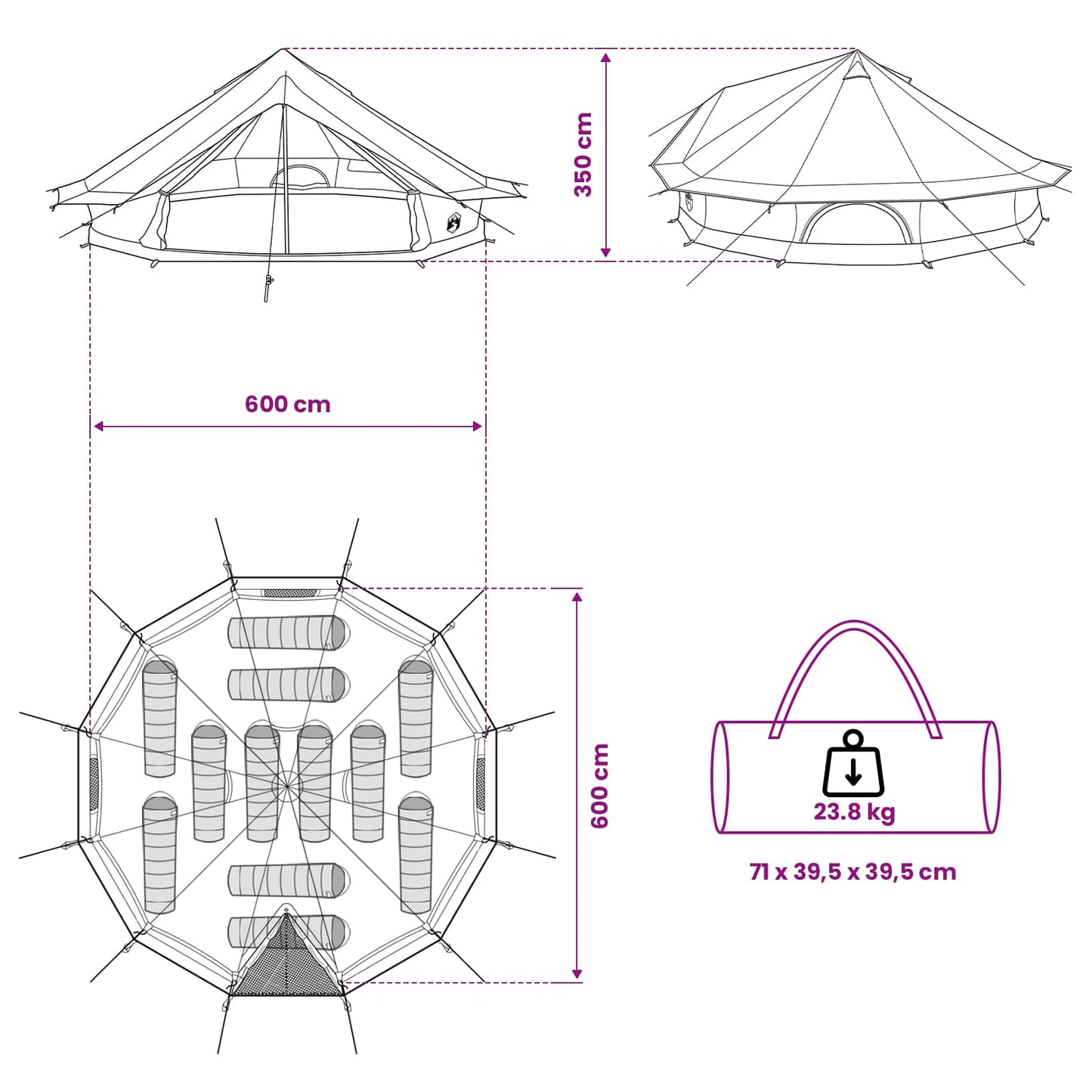 Family Tent Cream 12-Person Polycotton