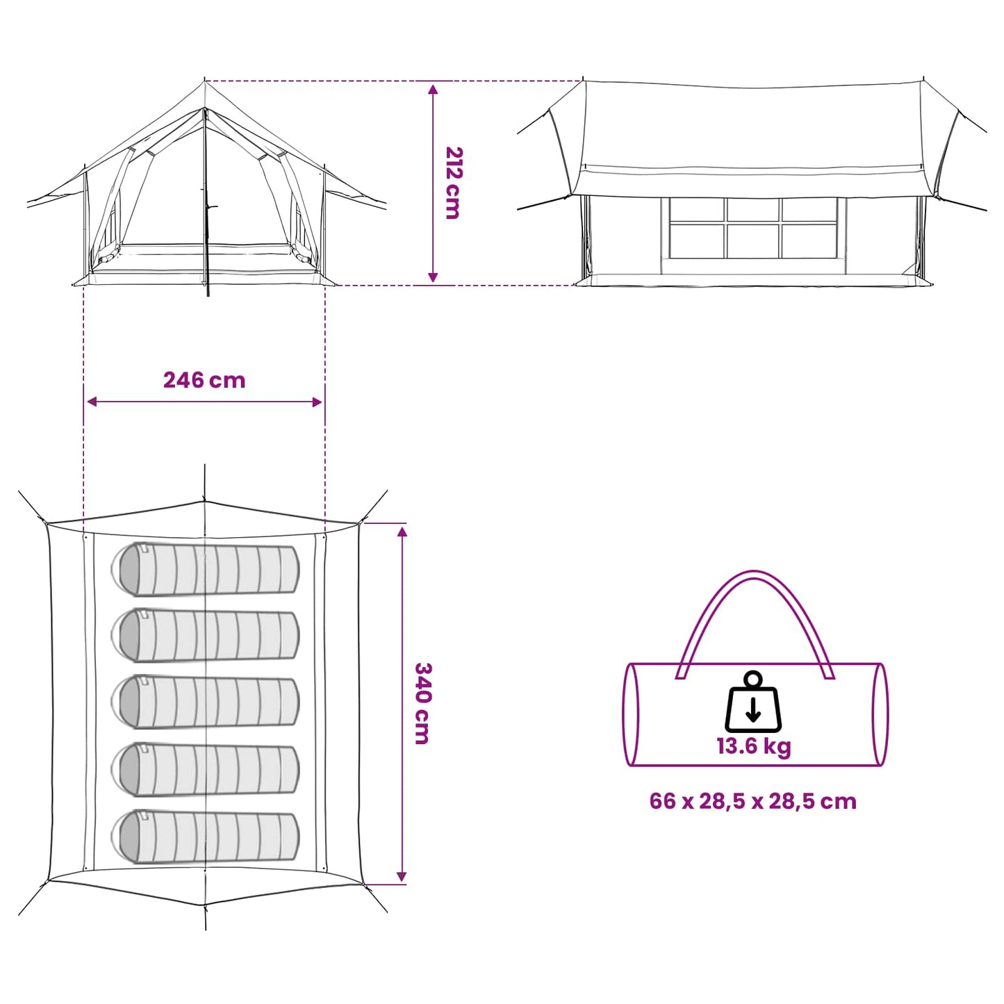 Cabin Tent Army Green 340 x 246 x 210 cm Polycotton