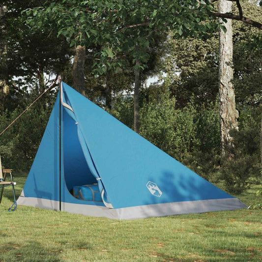 Backpacking Tent Blue 4-Person 185T Polyester with PU Coating