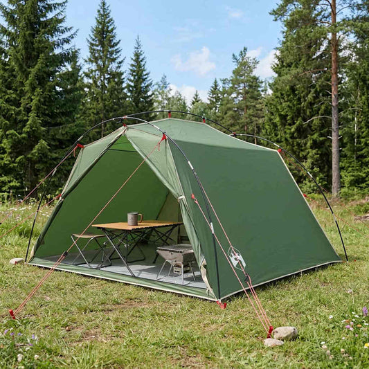 Tunnel Tent Green 4-Person 185T Polyester with PU Coating