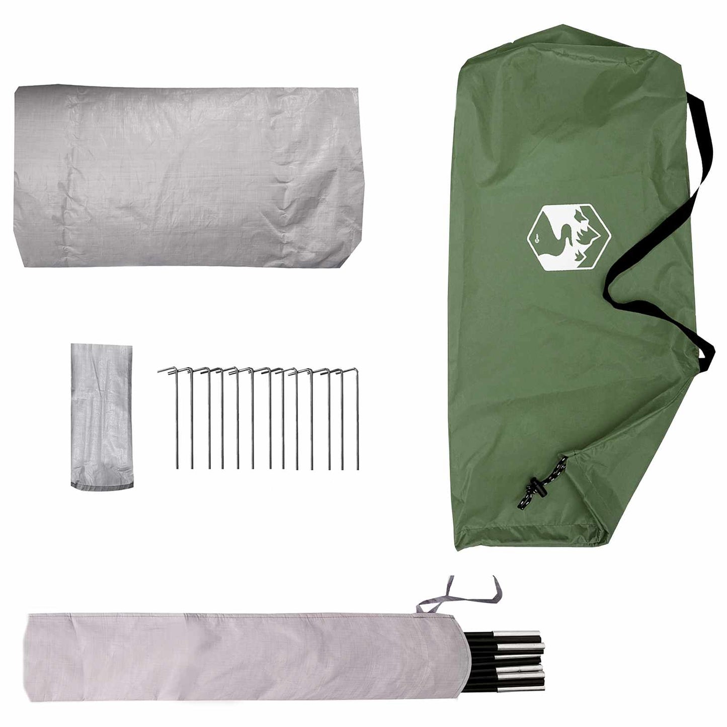 Backpacking Tent Green 4-Person 185T Polyester with PU Coating
