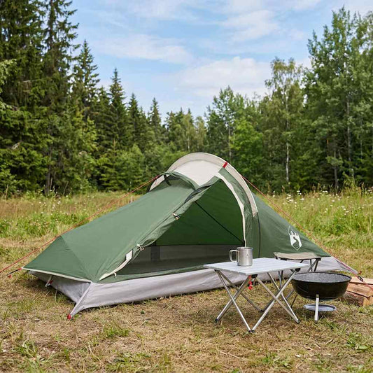 Backpacking Tent Green 2-Person 185T Polyester with PU Coating