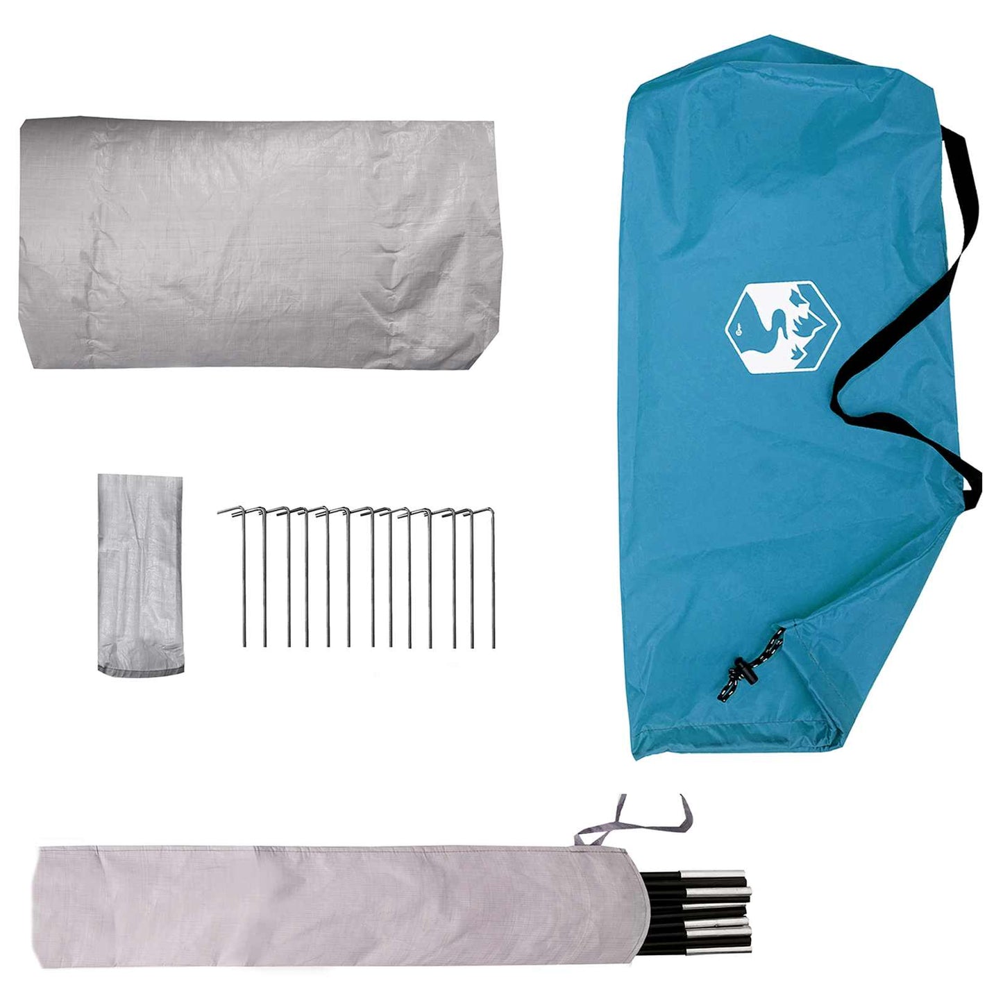 Backpacking Tent Blue 2-Person 185T Polyester with PU Coating