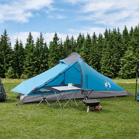 Backpacking Tent Blue 2-Person 185T Polyester with PU Coating
