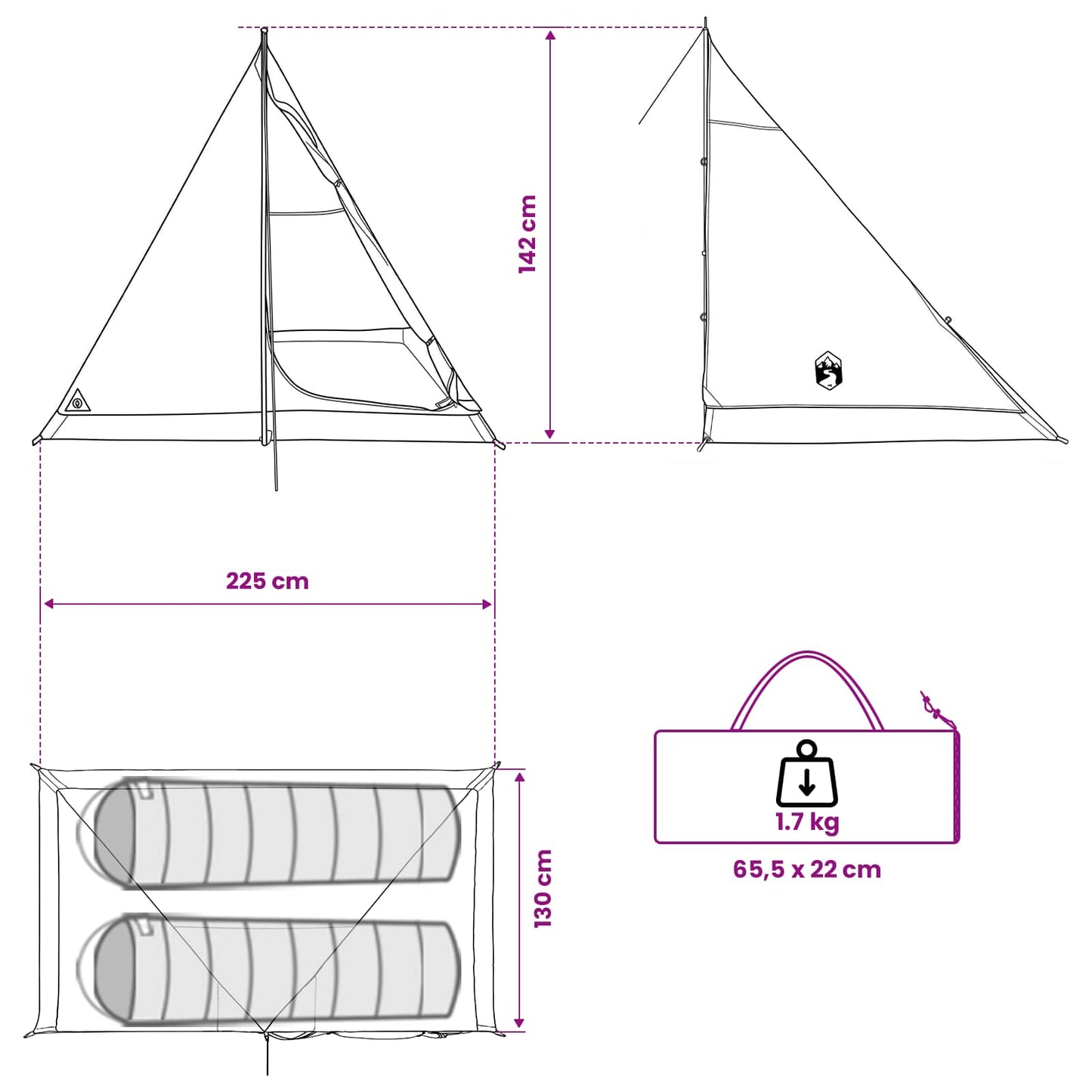 Backpacking Tent Brown and Grey 2-Person