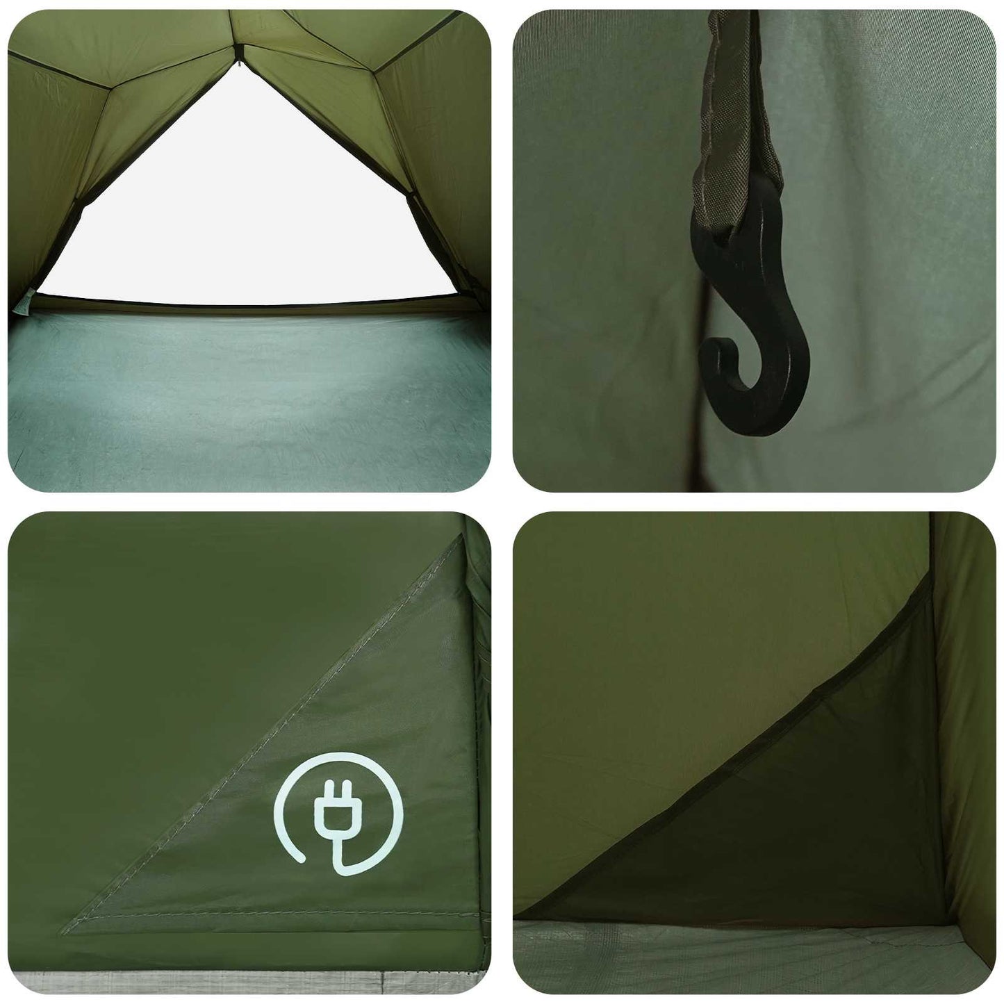 Tunnel Tent Olive Green 4-Person 185T Polyester with PU Coating
