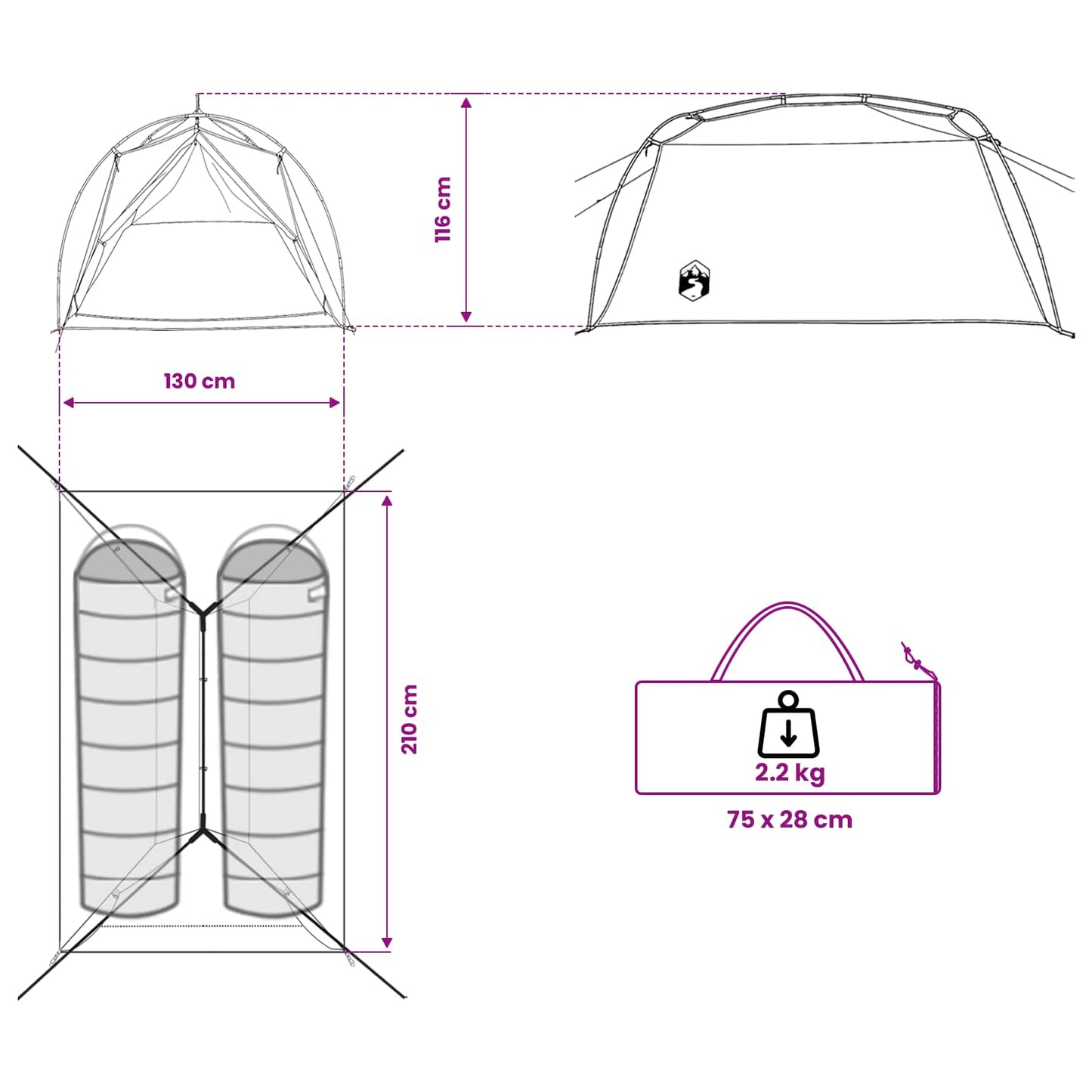 Tunnel Tent Brown and Grey 2-Person