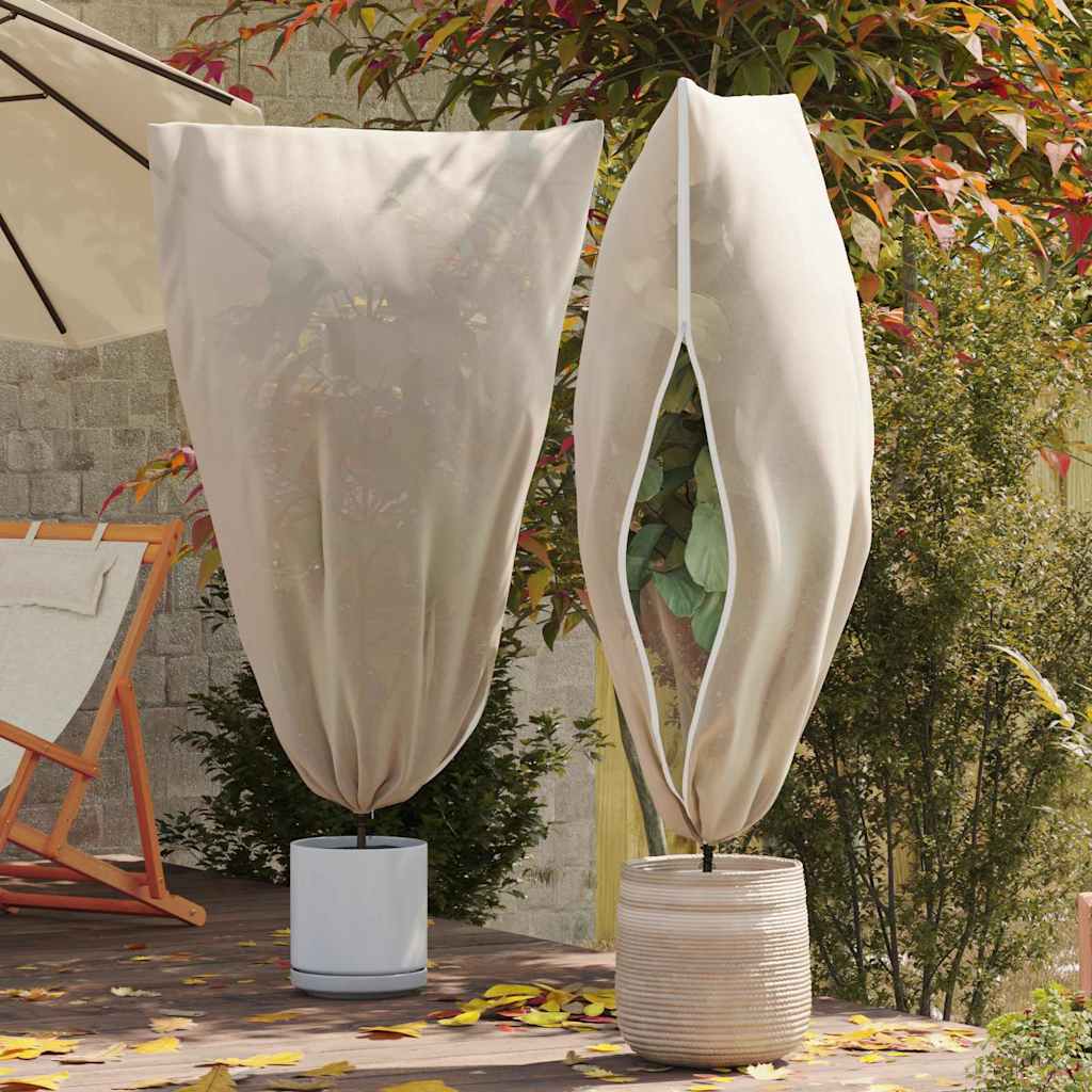 Frost Protection Plant Fleece Covers 5 pcs Beige 1.55 x 1.55 m