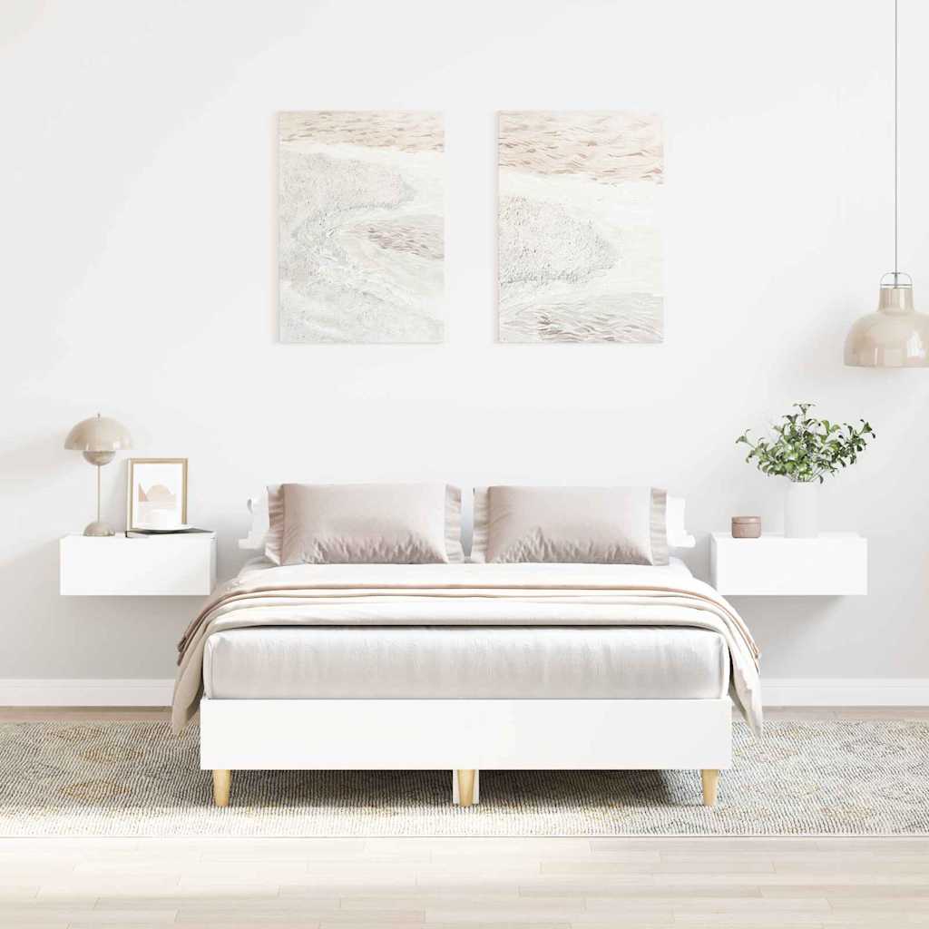 Bed Frame White 137 x 190 cm Engineered Wood
