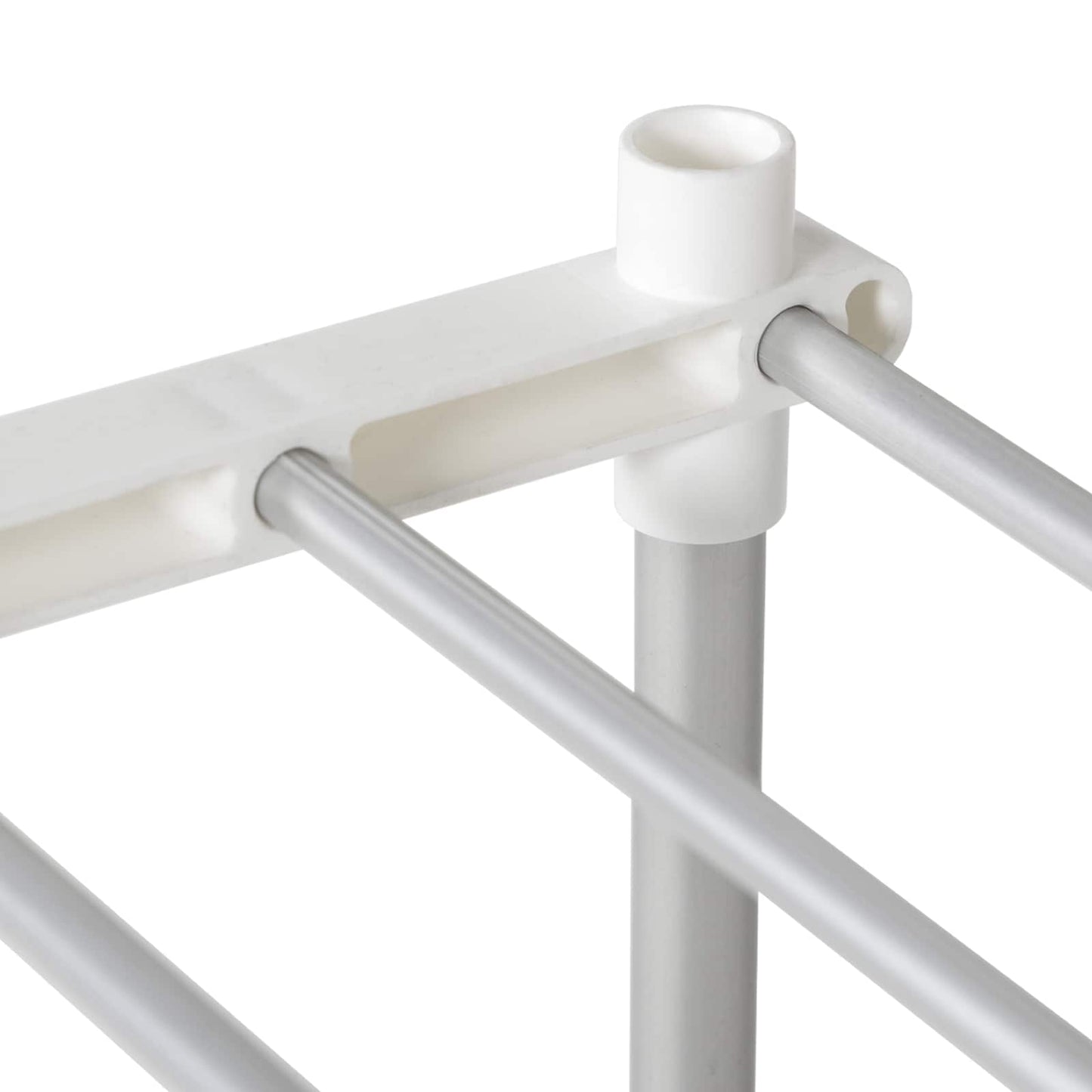 Tubular Shelf with Storage White 129 x 27 x 132 cm Aluminium