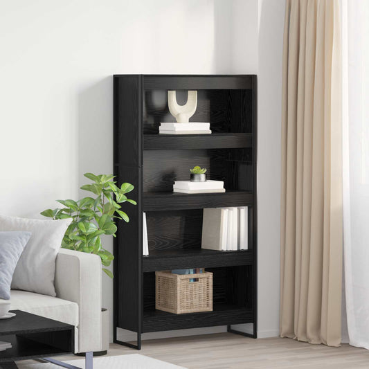 Book Cabinet 80 x 30 x 155 cm Engineered Wood Black Oak