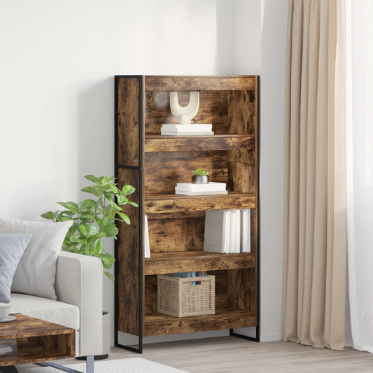 Book Cabinet 80 x 30 x 155 cm Engineered Wood Smoke Oak
