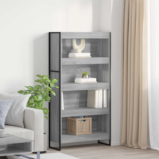 Book Cabinet 80 x 30 x 155 cm Engineered Wood Grey Sonoma