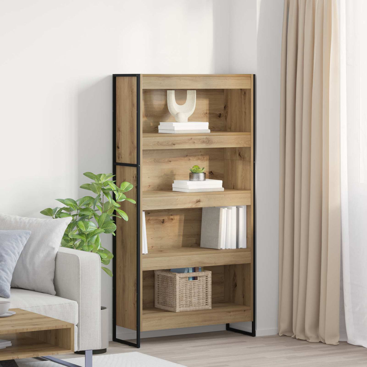 Book Cabinet 80 x 30 x 155 cm Engineered Wood Artisian Oak