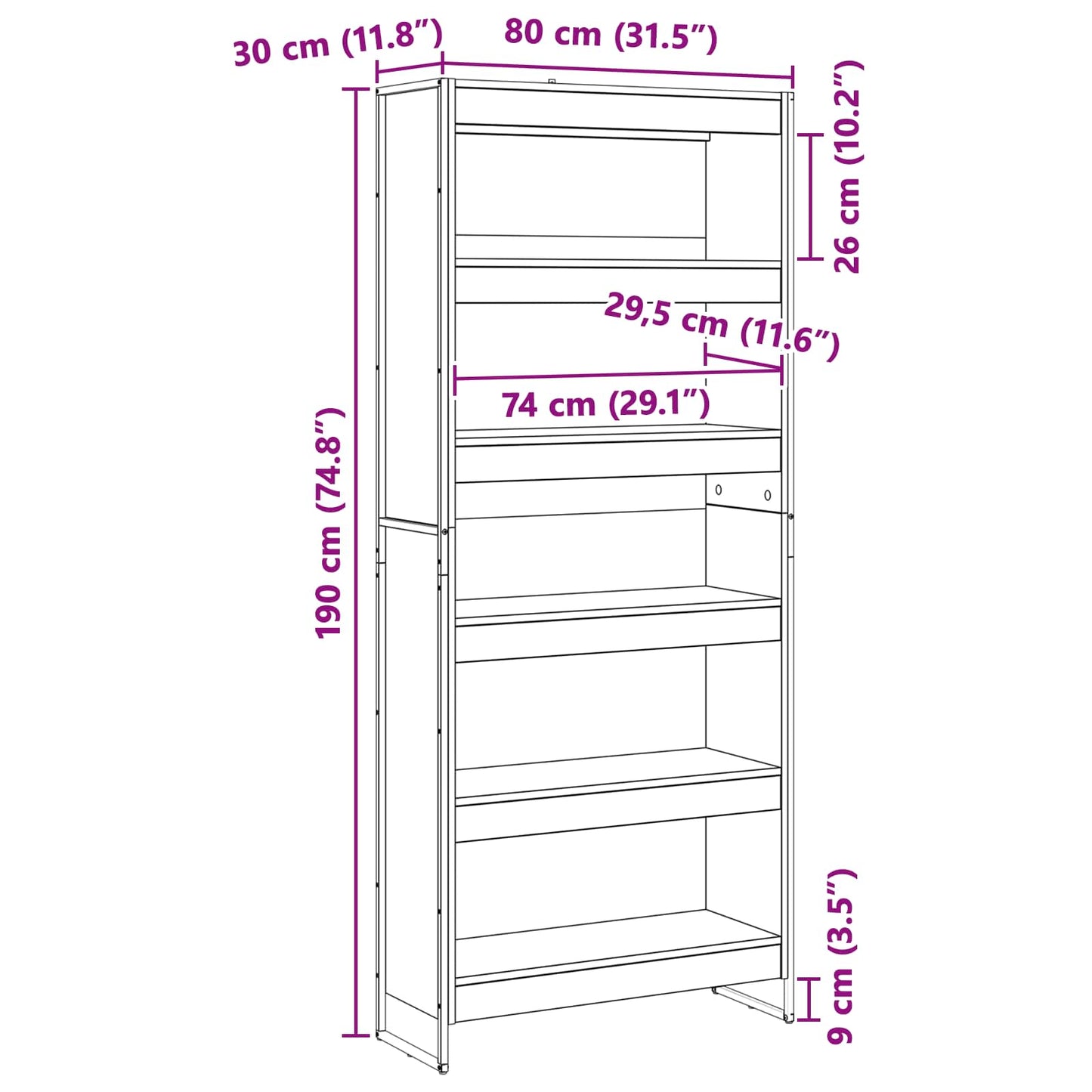 Book Cabinet 2 pcs Artisian Oak 80 x 30 x 189.5 cm