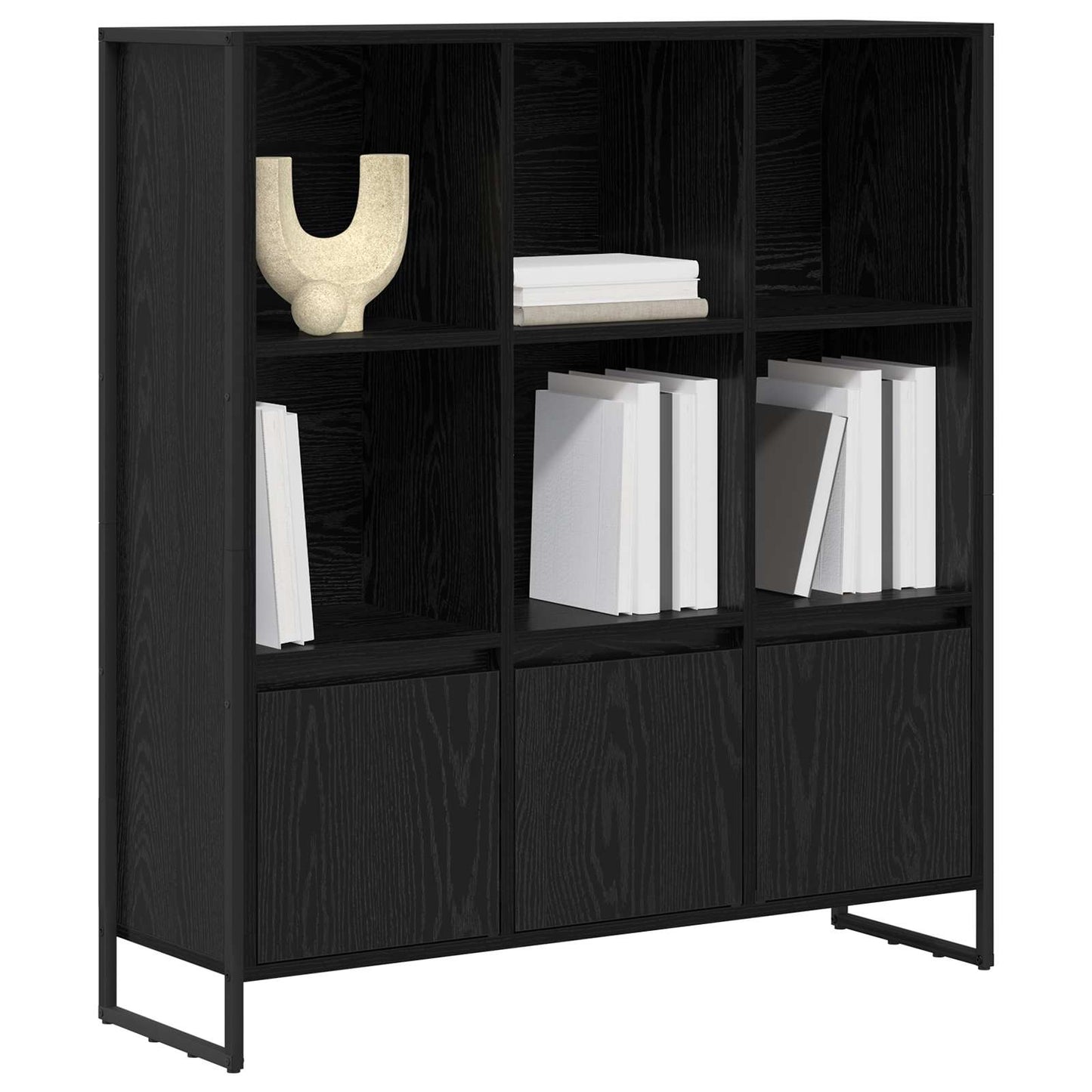 Book Cabinet 99.5 x 30 x 108 cm Engineered Wood Black Oak