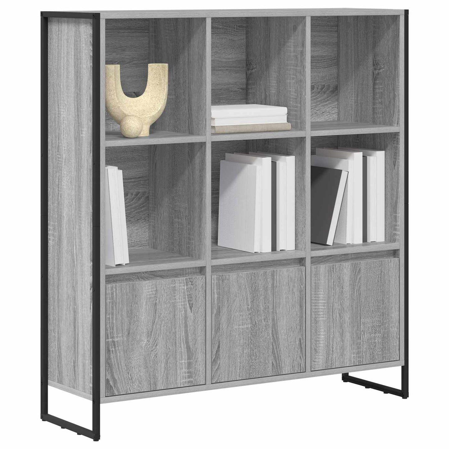 Book Cabinet 99.5 x 30 x 108 cm Engineered Wood Grey Sonoma