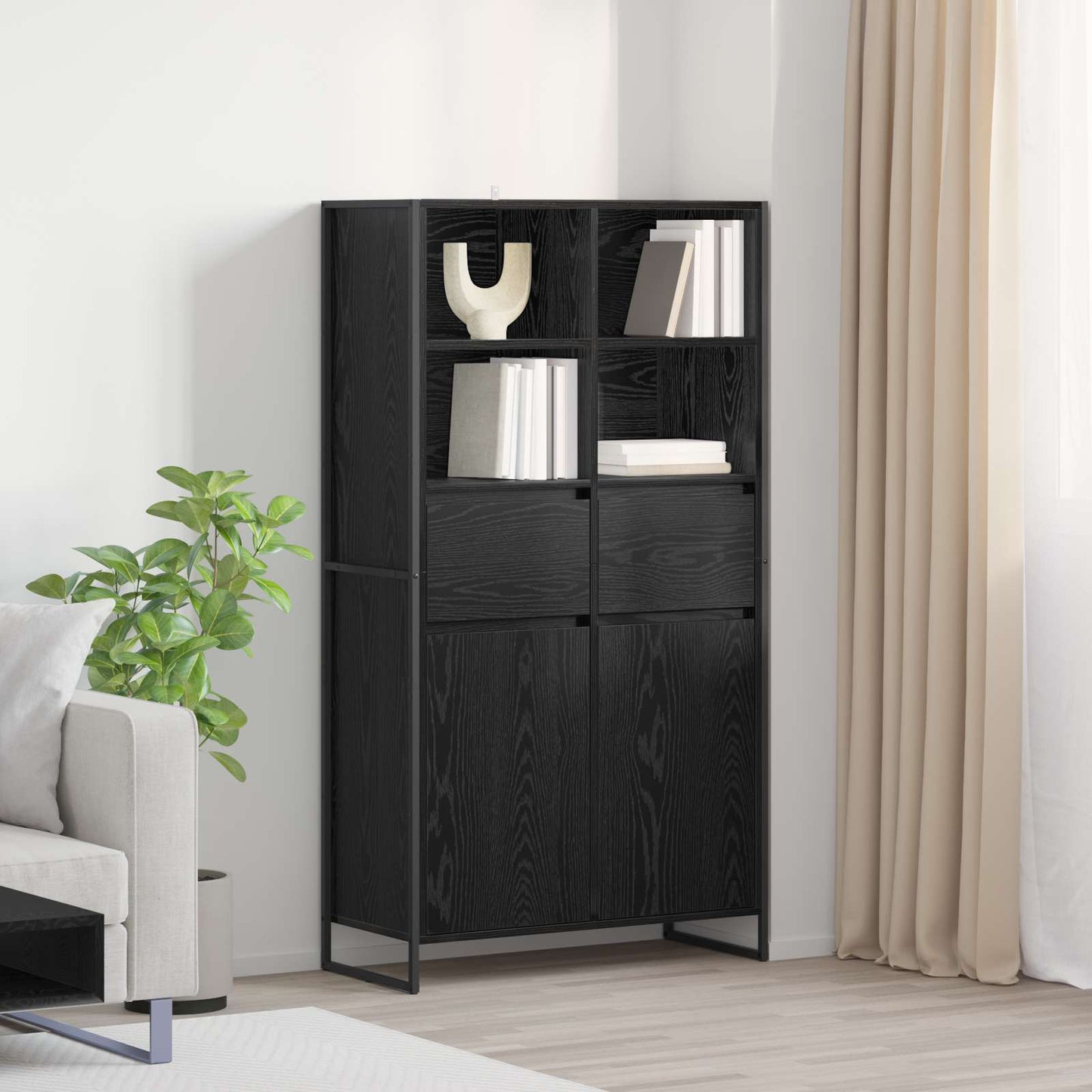 Sideboard Black Oak 81 x 36 x 150.5 cm Engineered Wood