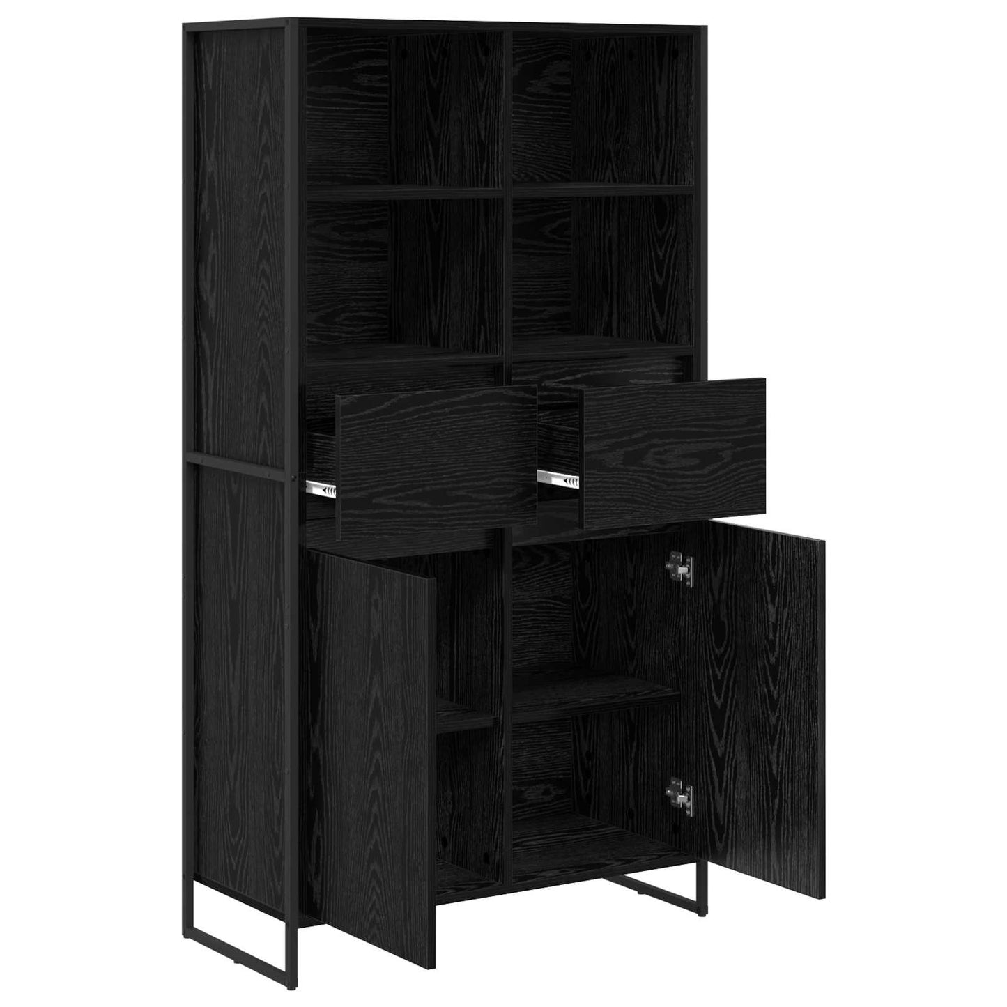 Sideboard Black Oak 81 x 36 x 150.5 cm Engineered Wood