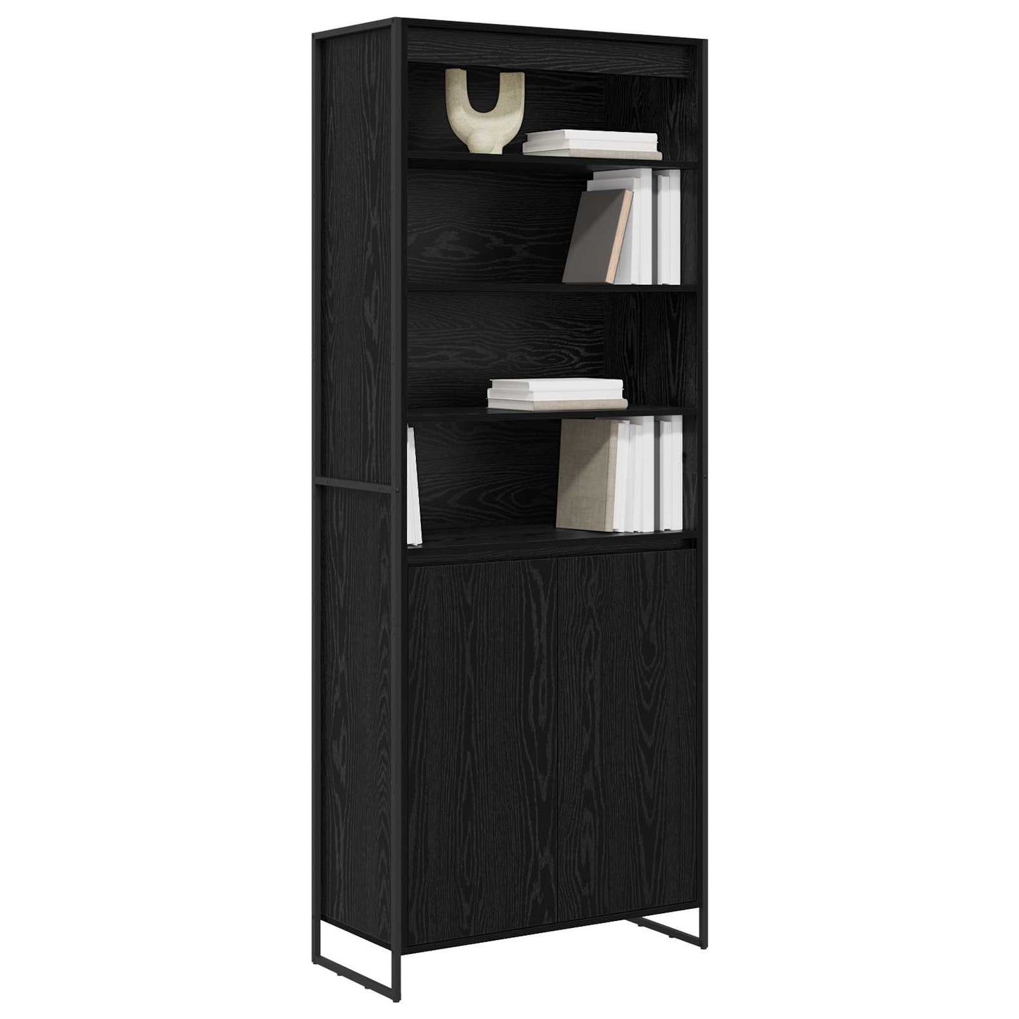 Tall Cabinets Black Oak 79 x 36 x 200 cm Engineered Wood