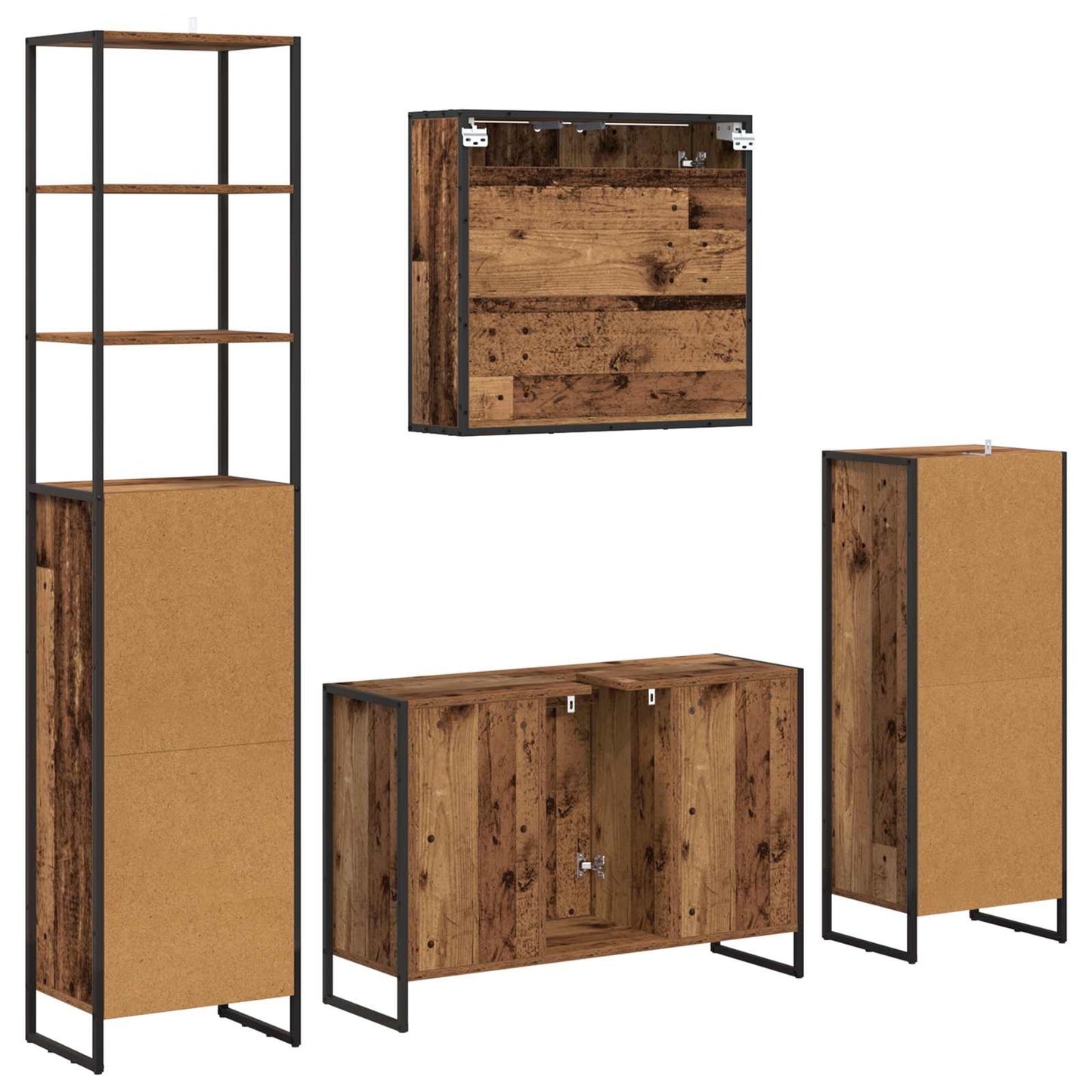 Bathroom Furniture Set with Drawer Old Wood Engineered Wood