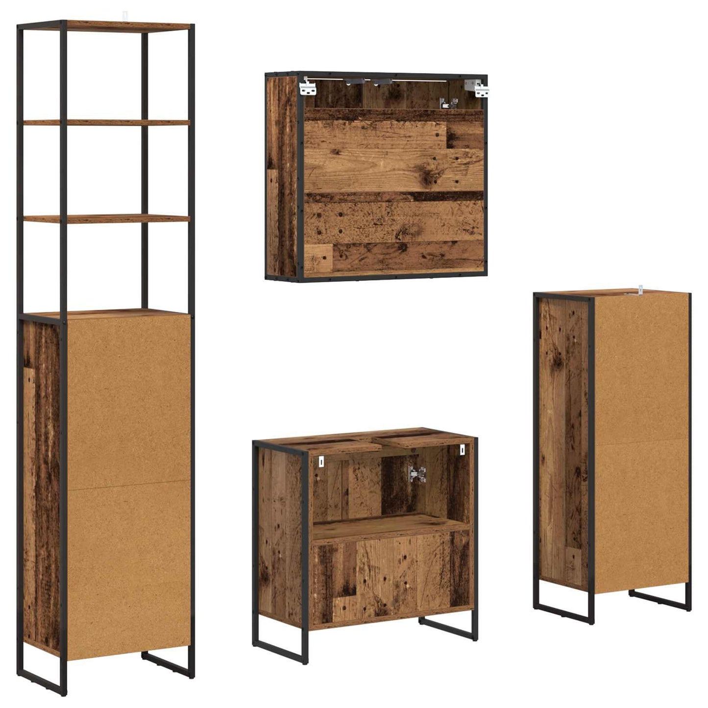 Bathroom Furniture Set with Drawer Old Wood Engineered Wood