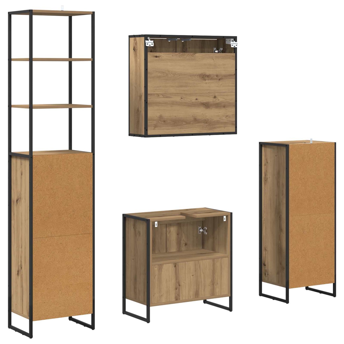 Bathroom Furniture Set 4 pcs Artisan Oak Engineered Wood