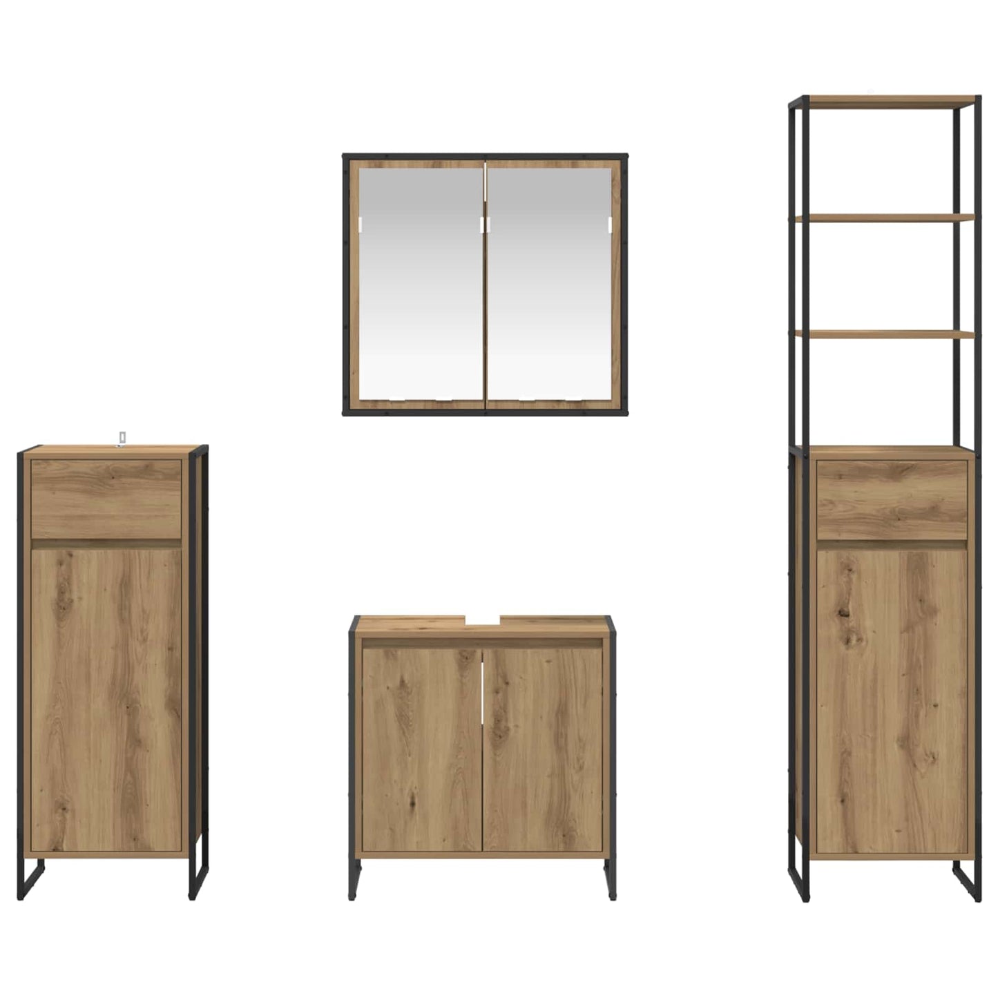 Bathroom Furniture Set 4 pcs Artisan Oak Engineered Wood