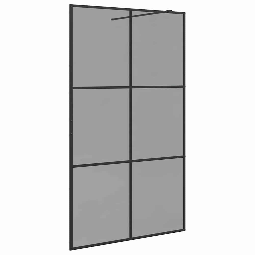 Walk-in Shower Wall Black 115 x 195 cm Tempered Glass
