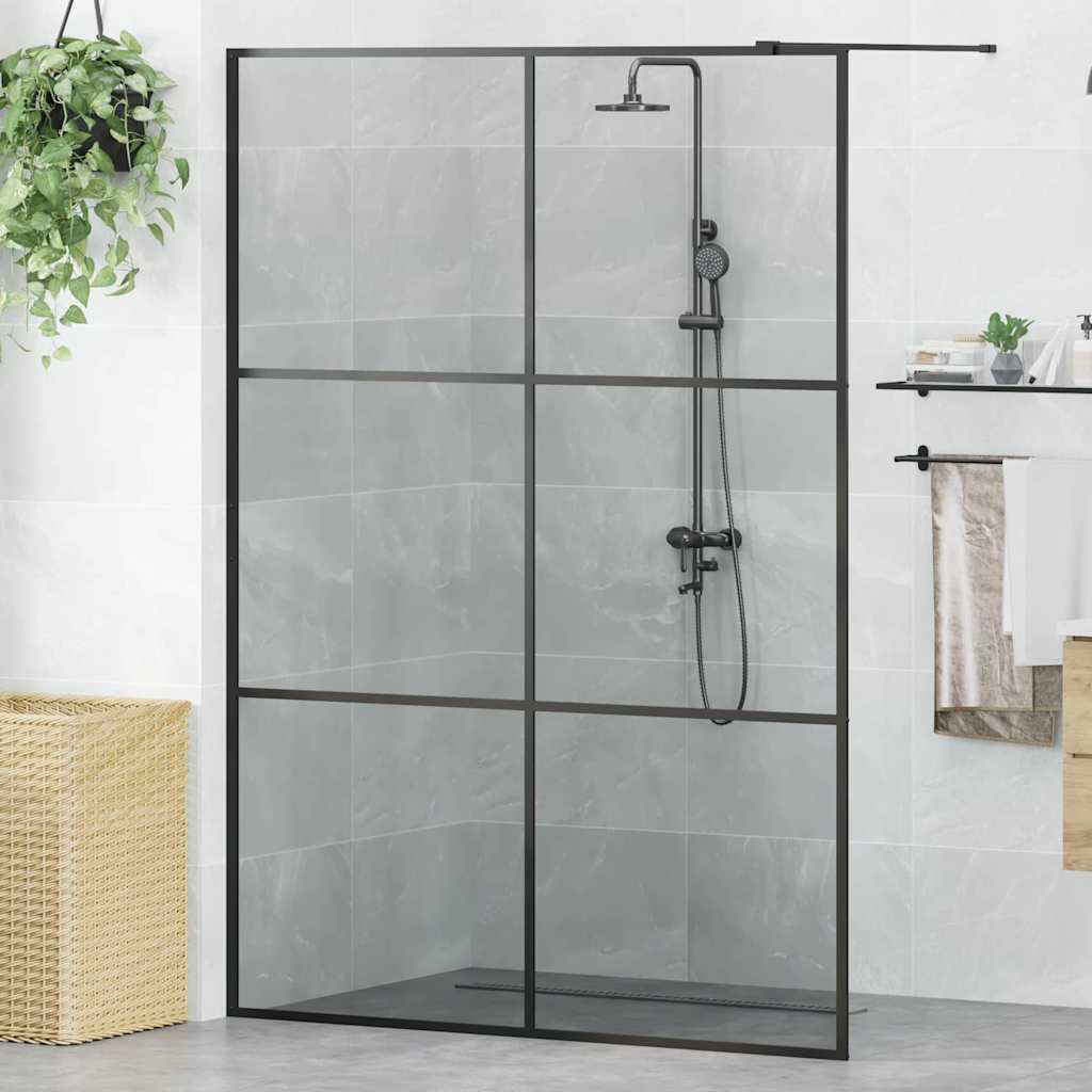 Walk-in Shower Wall Black 140 x 195 cm Tempered Glass