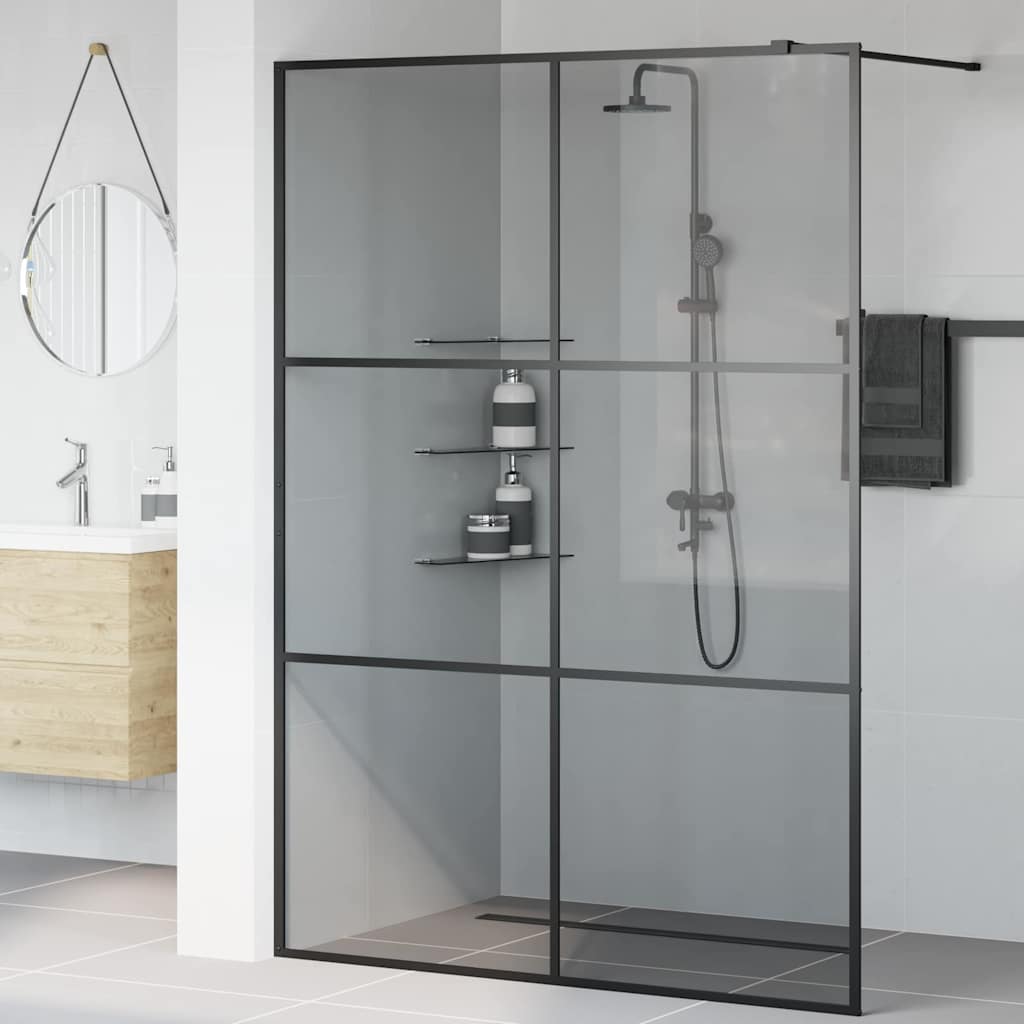 Walk-in Shower Wall Black 140 x 195 cm Tempered Glass