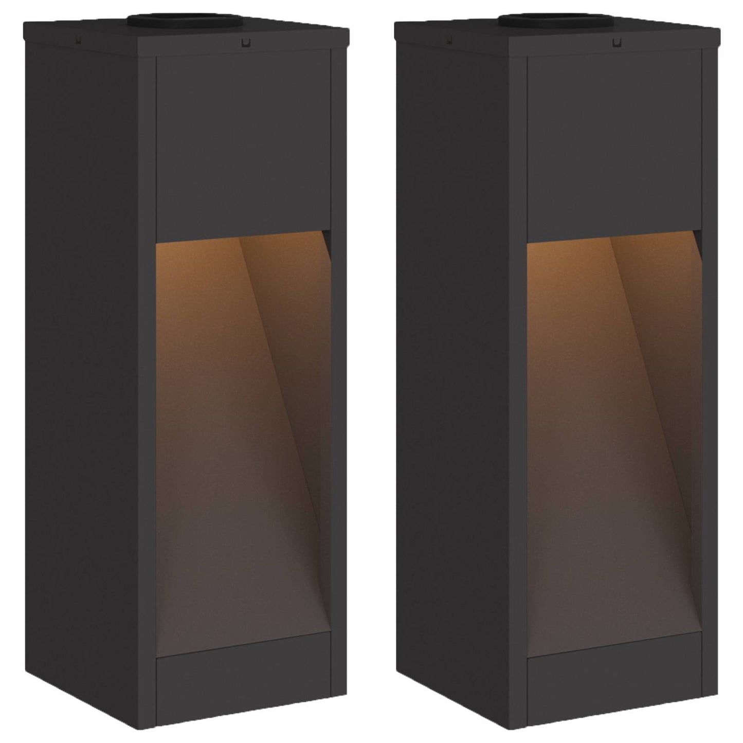 Solar Led Pathway Light 2 pcs Black Cold Rolled Steel