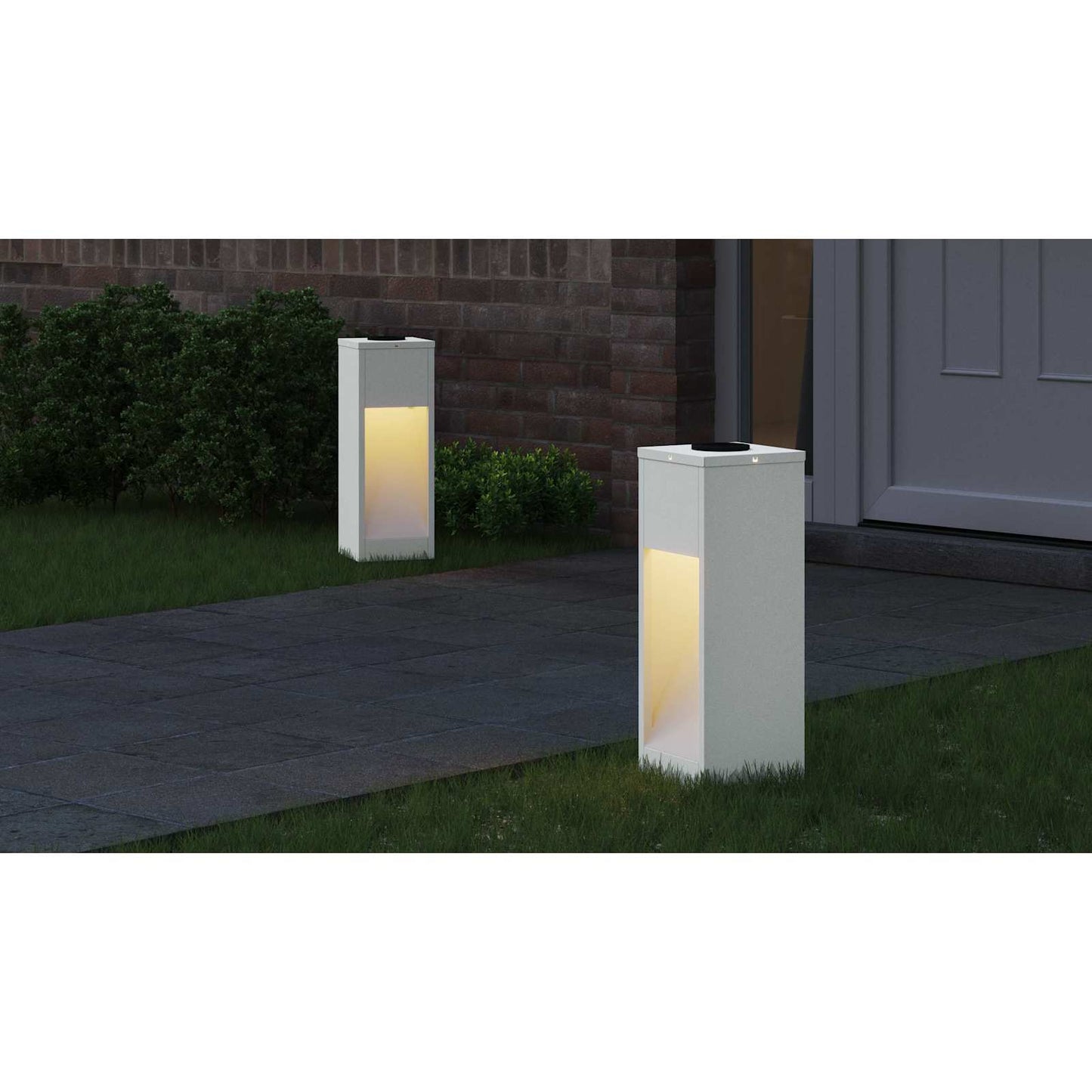 Solar Led Pathway Light 2 pcs White Cold Rolled Steel