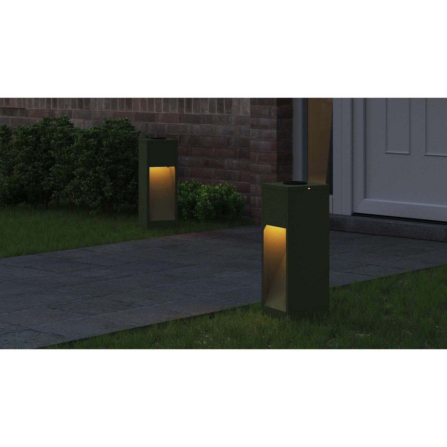 Solar Led Pathway Light 2 pcs Olive Green Cold Rolled Steel