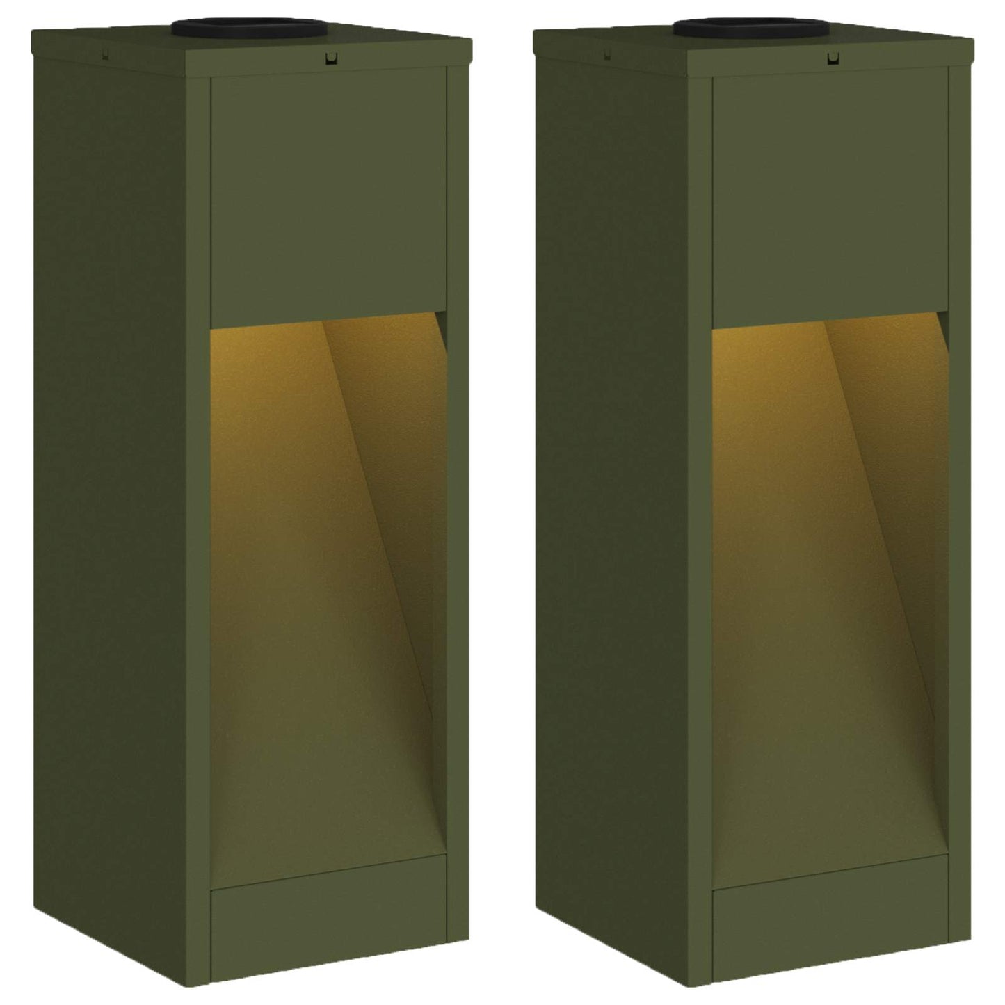 Solar Led Pathway Light 2 pcs Olive Green Cold Rolled Steel