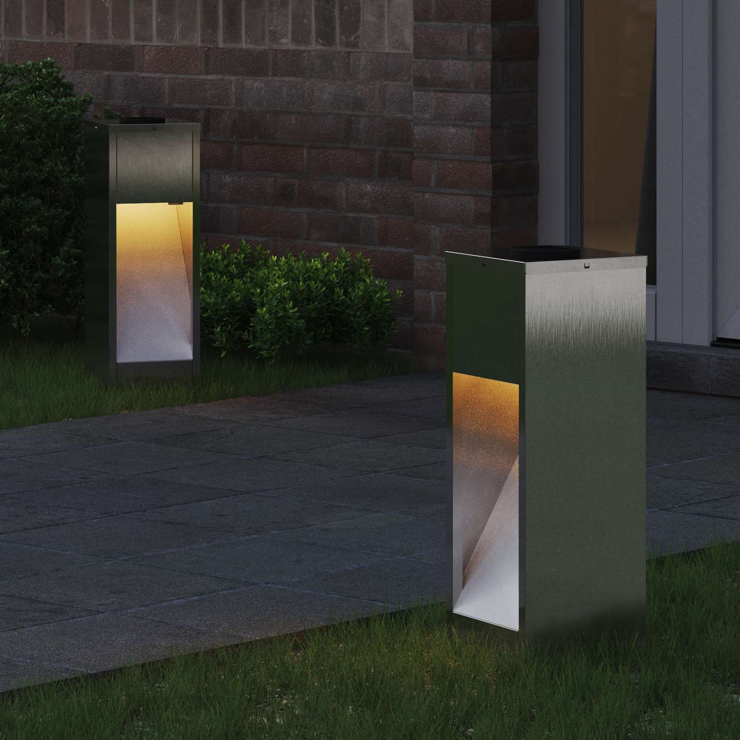 Solar Led Pathway Light 2 pcs Silver Stainless Steel