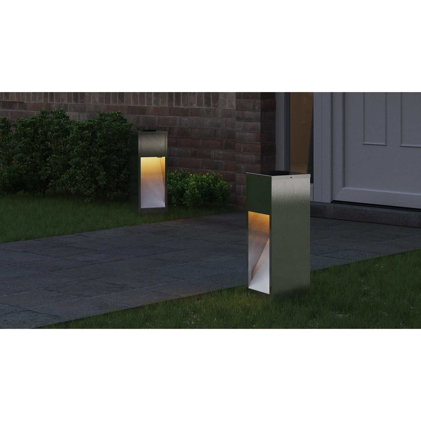 Solar Led Pathway Light 2 pcs Silver Stainless Steel