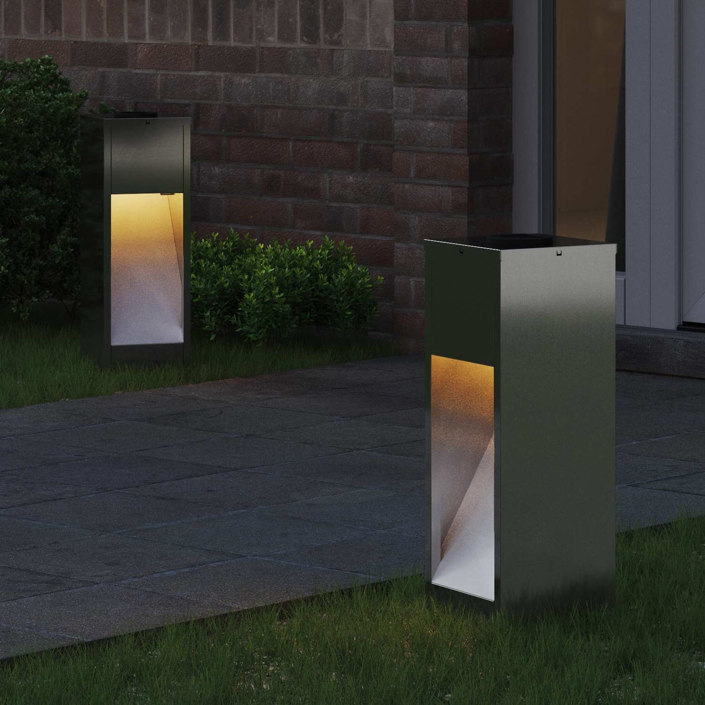 Solar Led Pathway Light 2 pcs Silver Galvanized