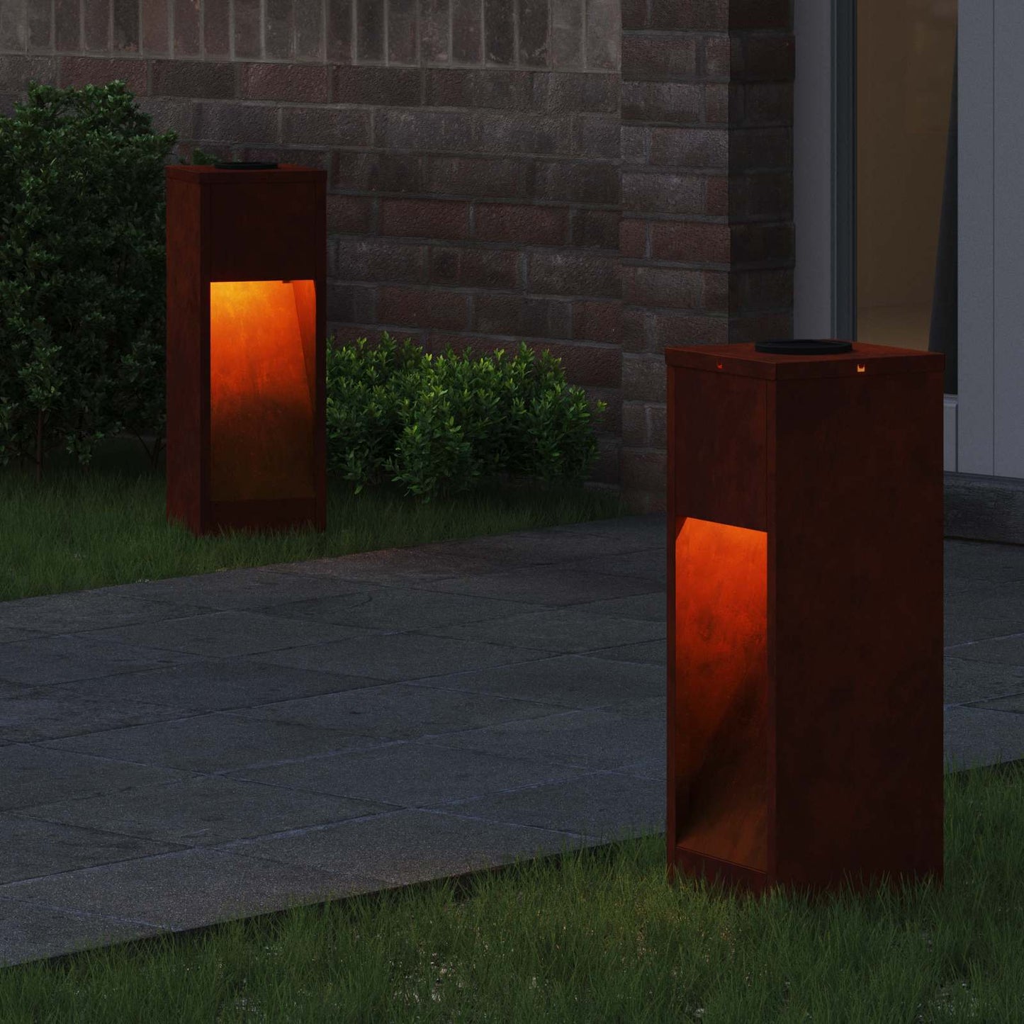 Solar Led Pathway Light 2 pcs Bronze Weathering Steel