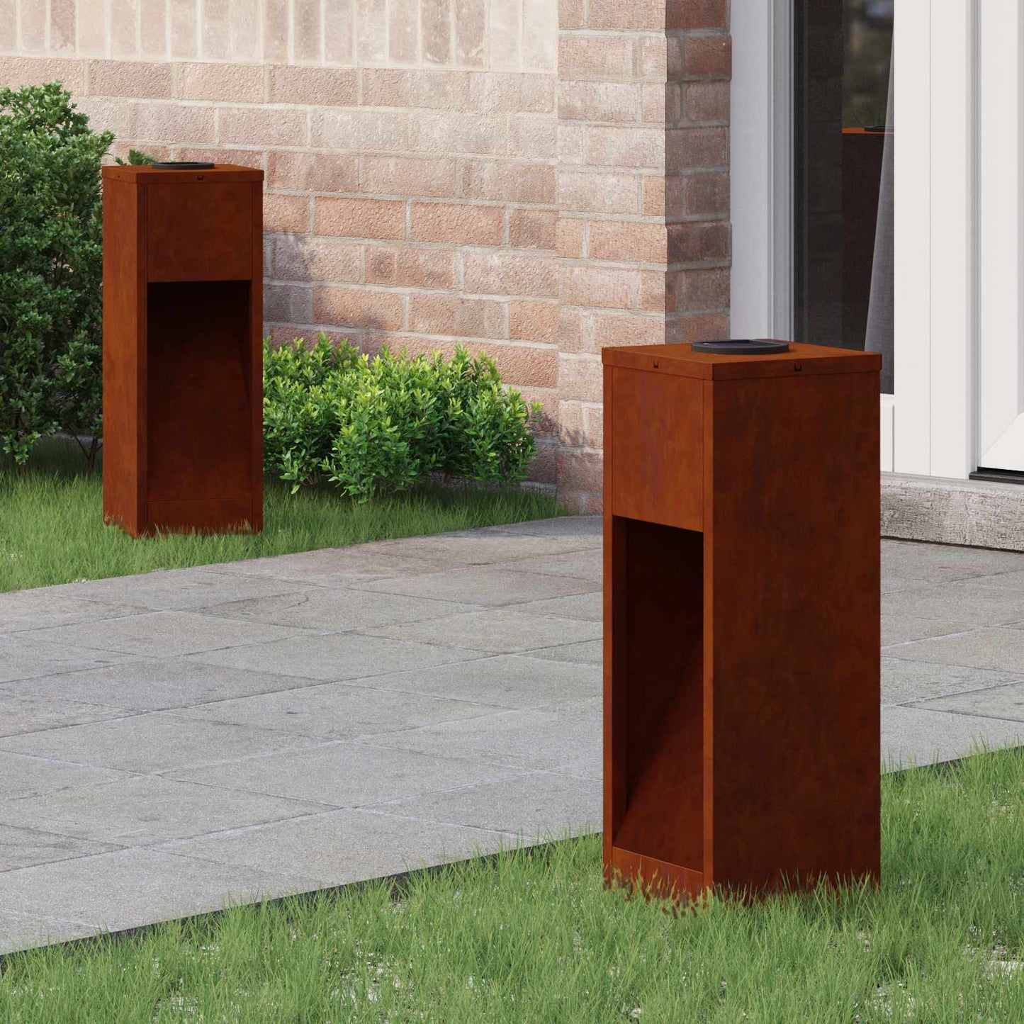 Solar Led Pathway Light 2 pcs Bronze Weathering Steel