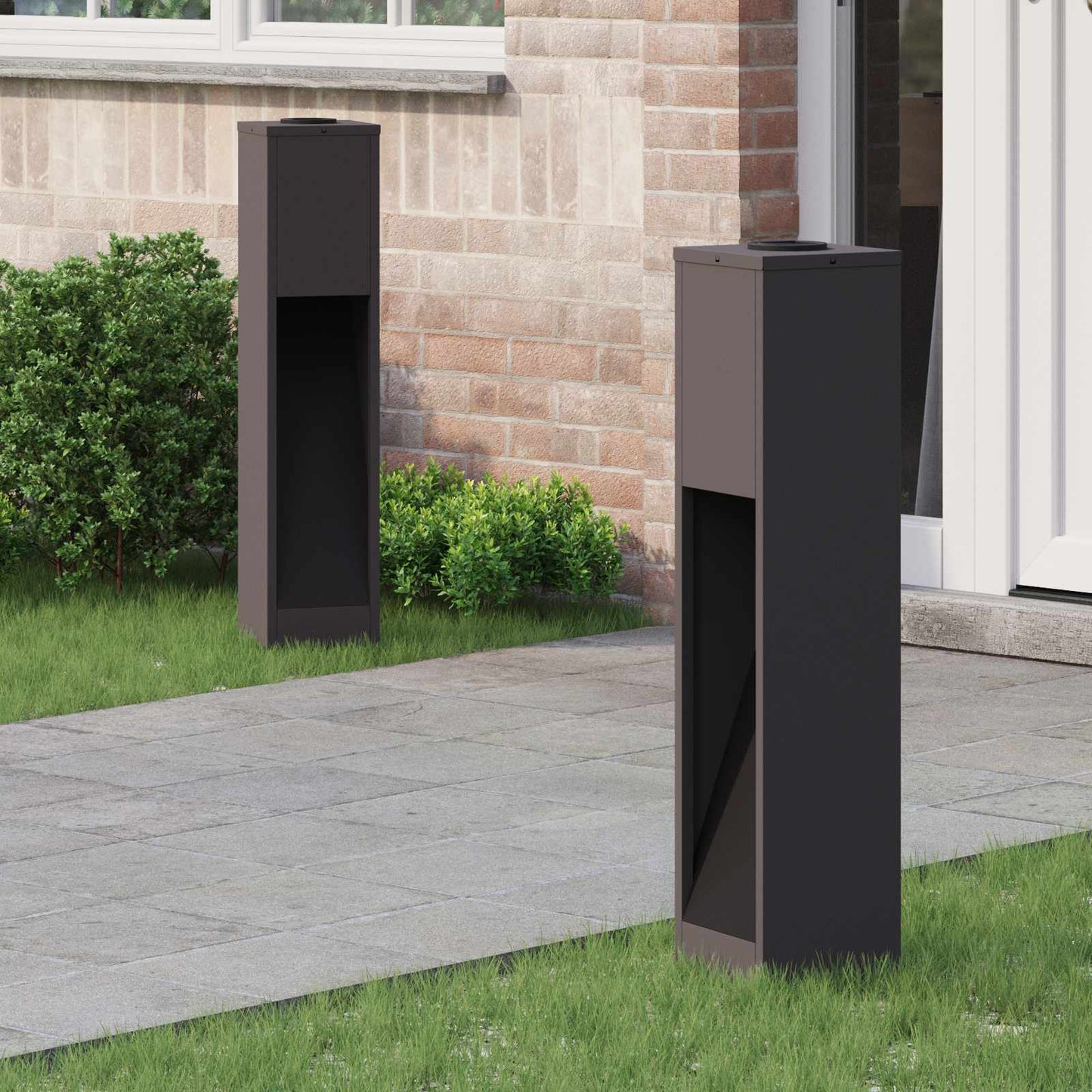 Solar Led Pathway Light 2 pcs Black Cold Rolled Steel
