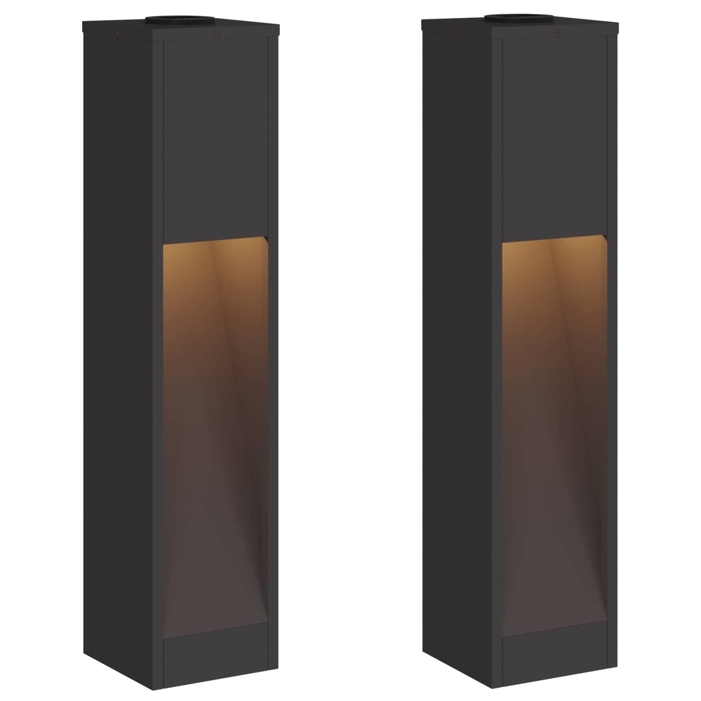 Solar Led Pathway Light 2 pcs Black Cold Rolled Steel