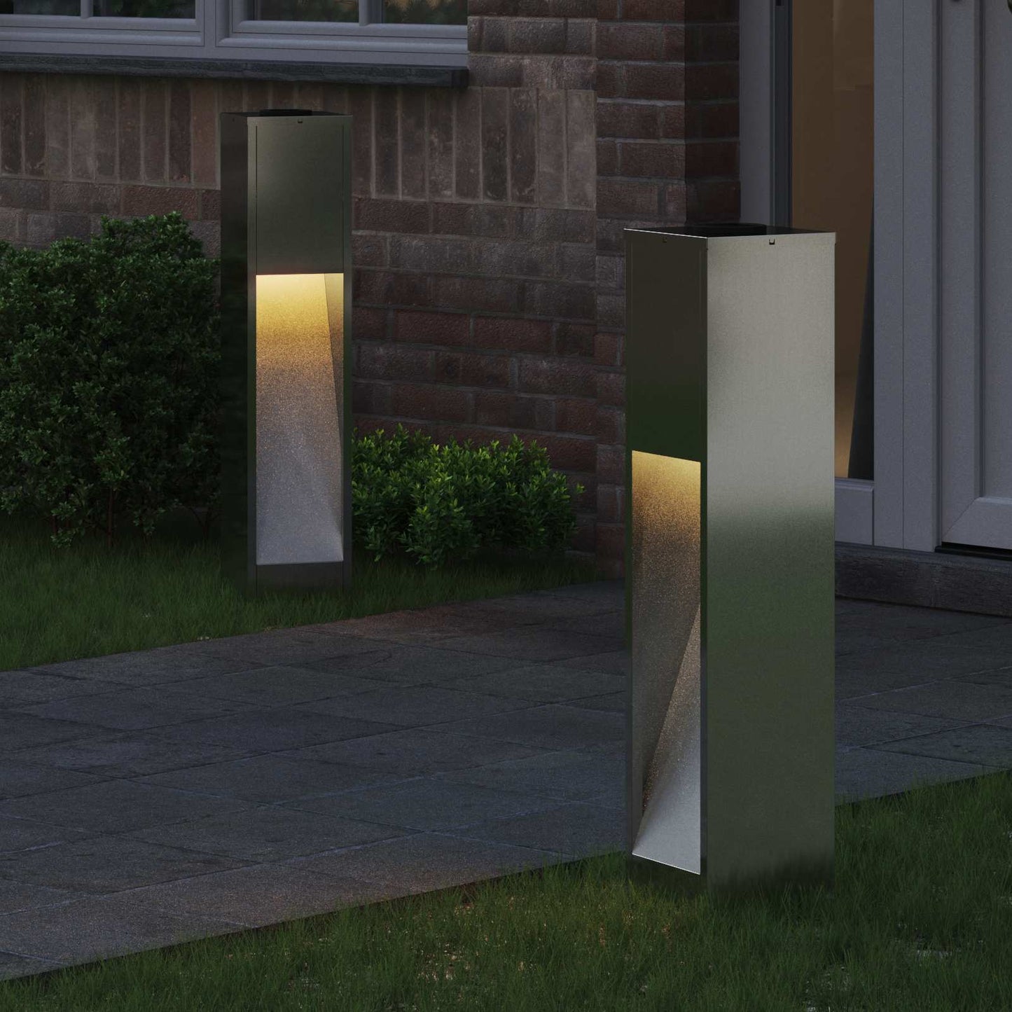 Solar Led Pathway Light 2 pcs Silver Galvanized