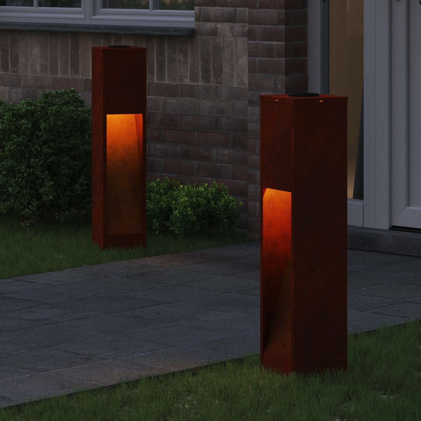 Solar Led Pathway Light 2 pcs Bronze Weathering Steel