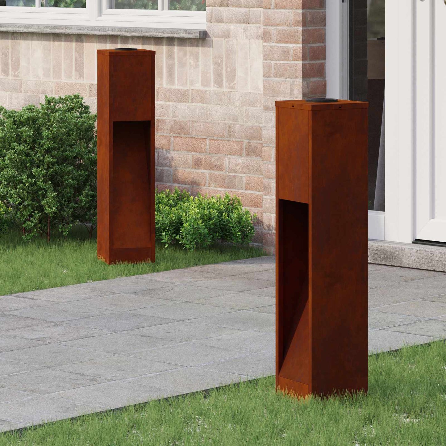 Solar Led Pathway Light 2 pcs Bronze Weathering Steel