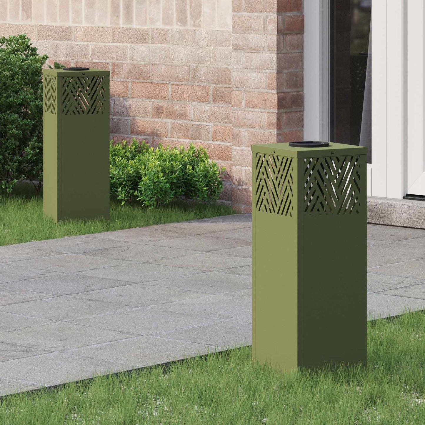 Solar LED Pathway Light 2 pcs Olive Green Cold Rolled Steel