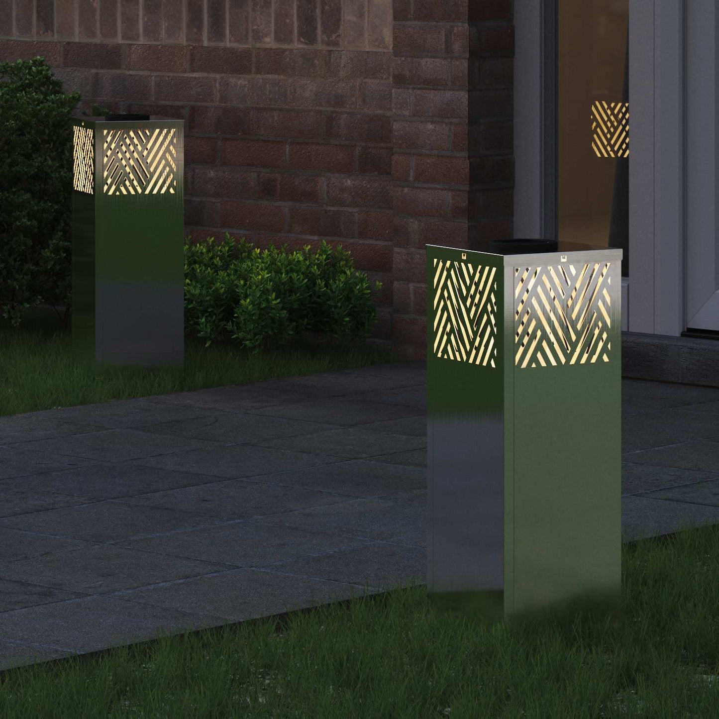 Solar LED Pathway Light 2 pcs Silver Stainless Steel