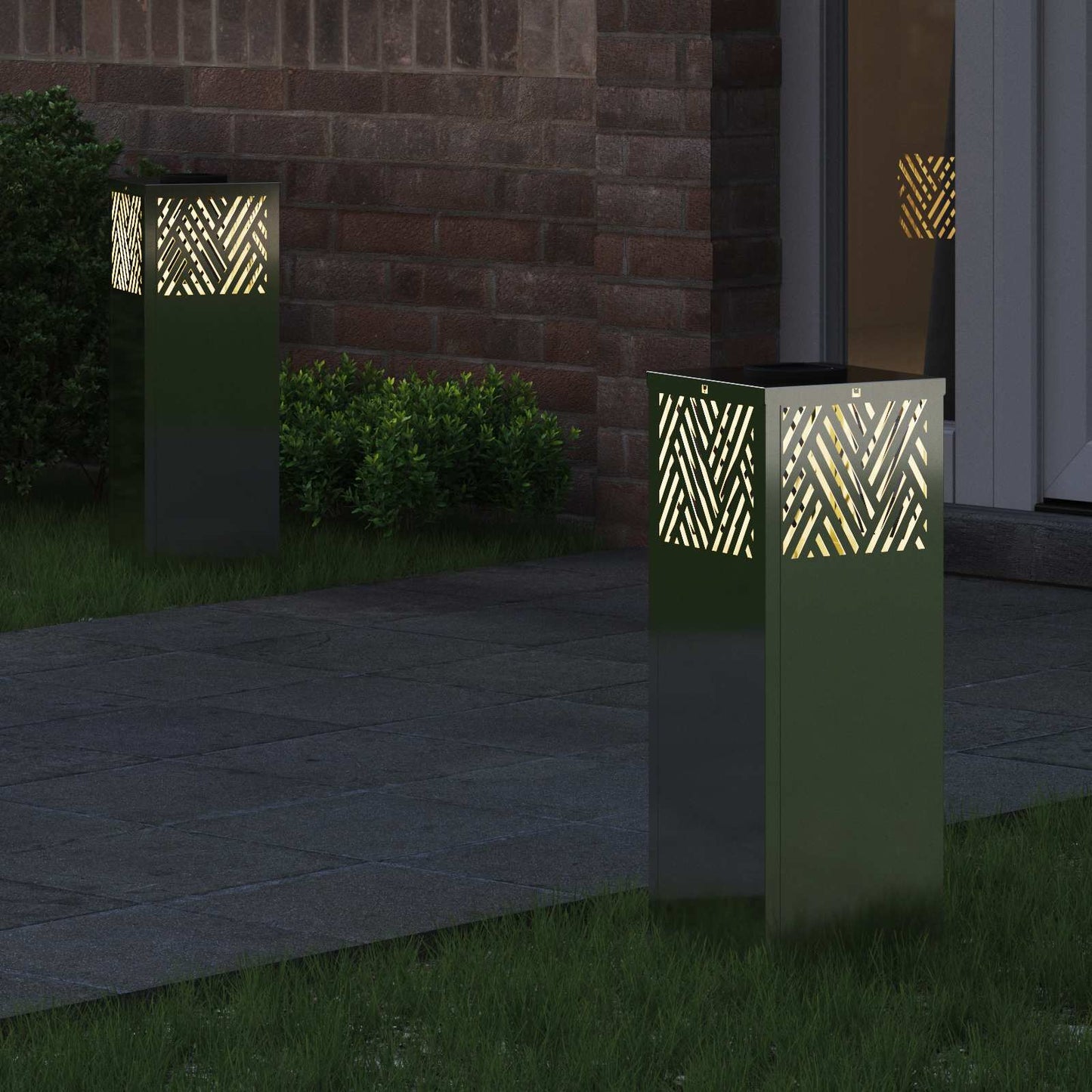 Solar LED Pathway Light 2 pcs Silver Galvanized