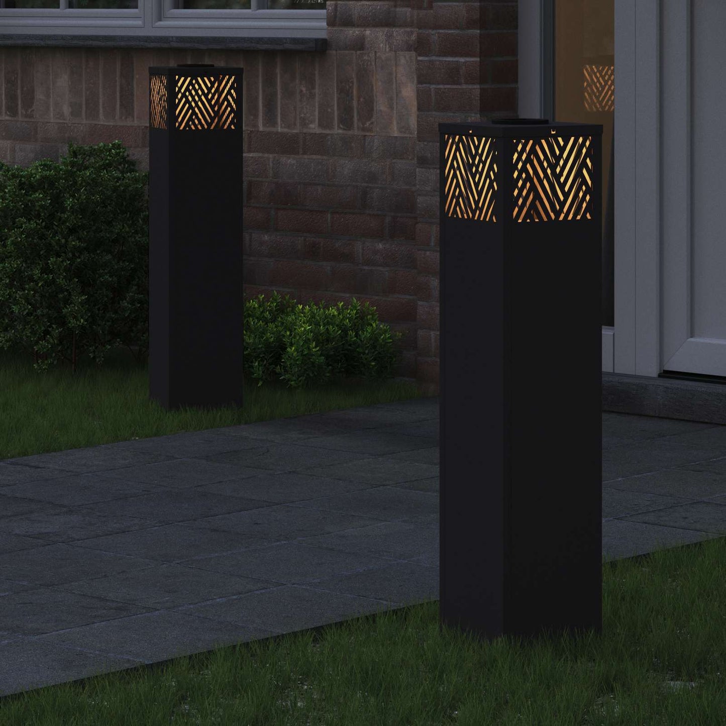 Solar LED Pathway Light 2 pcs Black Cold Rolled Steel