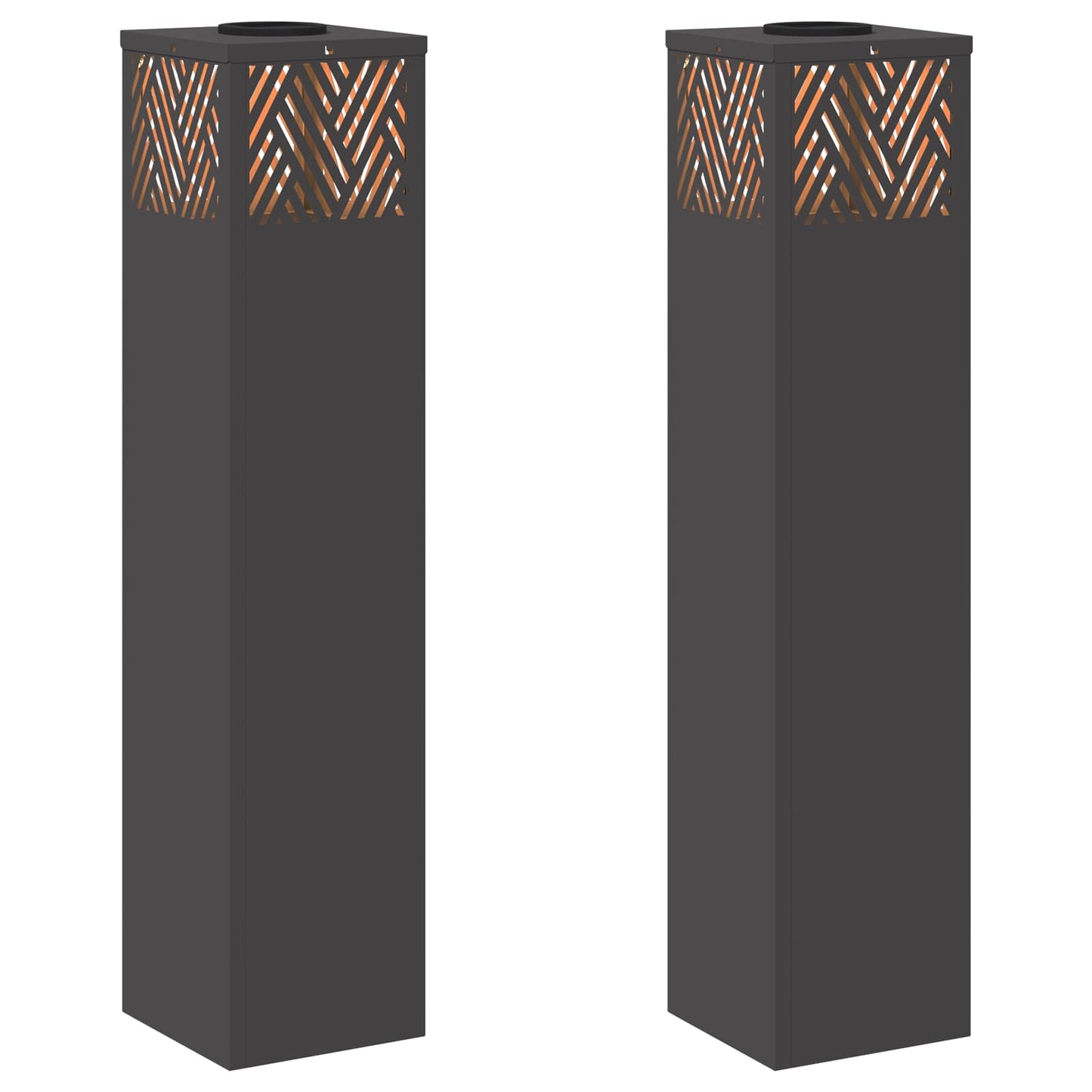 Solar LED Pathway Light 2 pcs Black Cold Rolled Steel